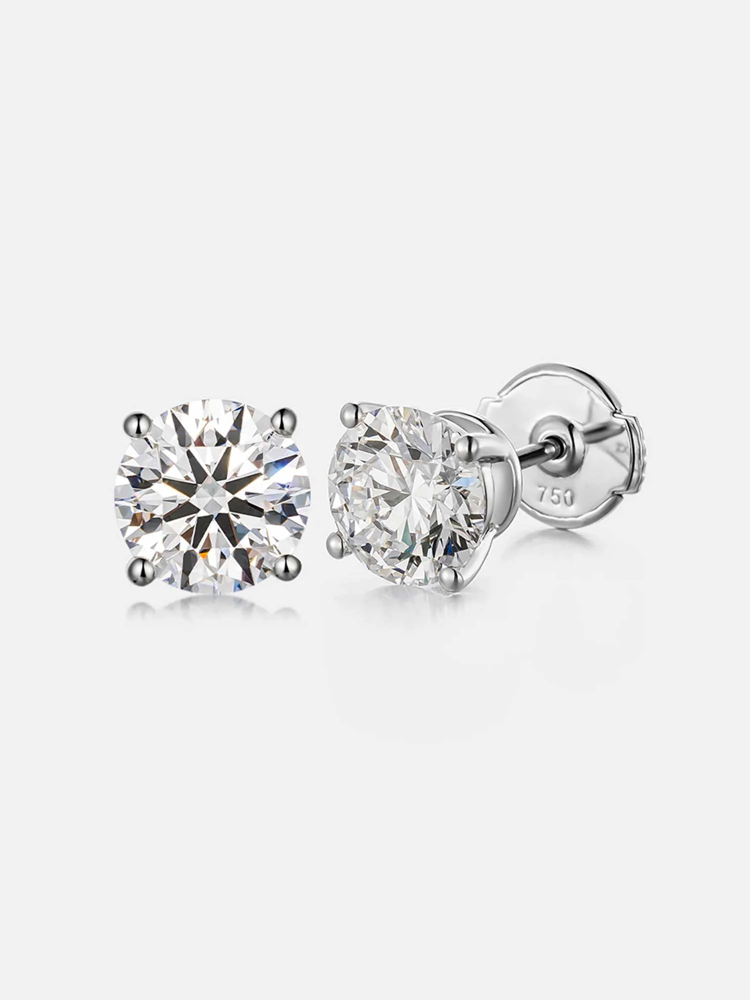 18K Solid Gold Four Prong Lab Diamond Earring - Image 2