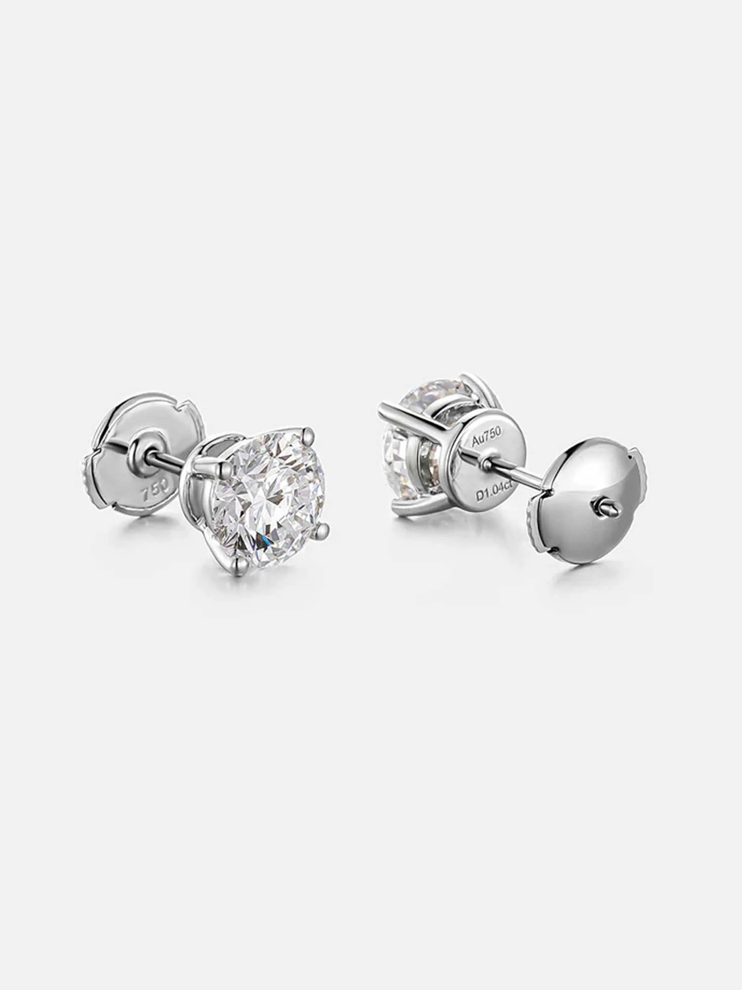 18K Solid Gold Four Prong Lab Diamond Earring - Image 3