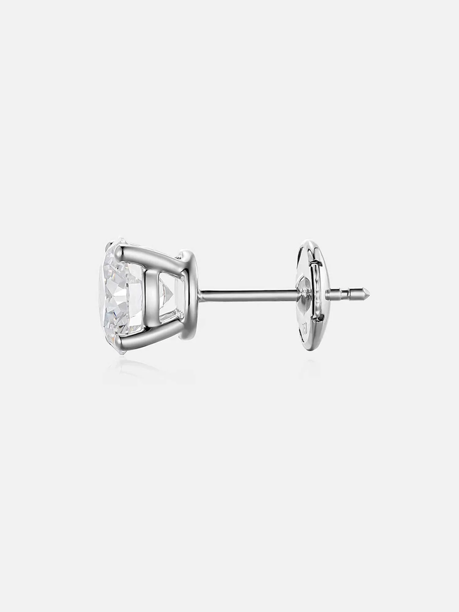 18K Solid Gold Four Prong Lab Diamond Earring - Image 4
