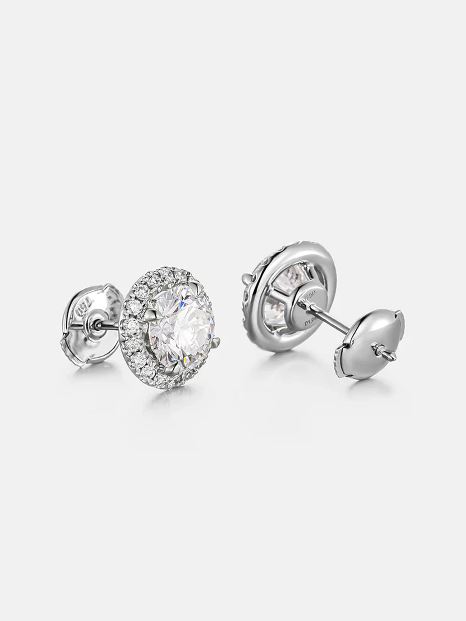 18K Solid Gold Lab Diamond Round Halo Stud Earring - Image 3