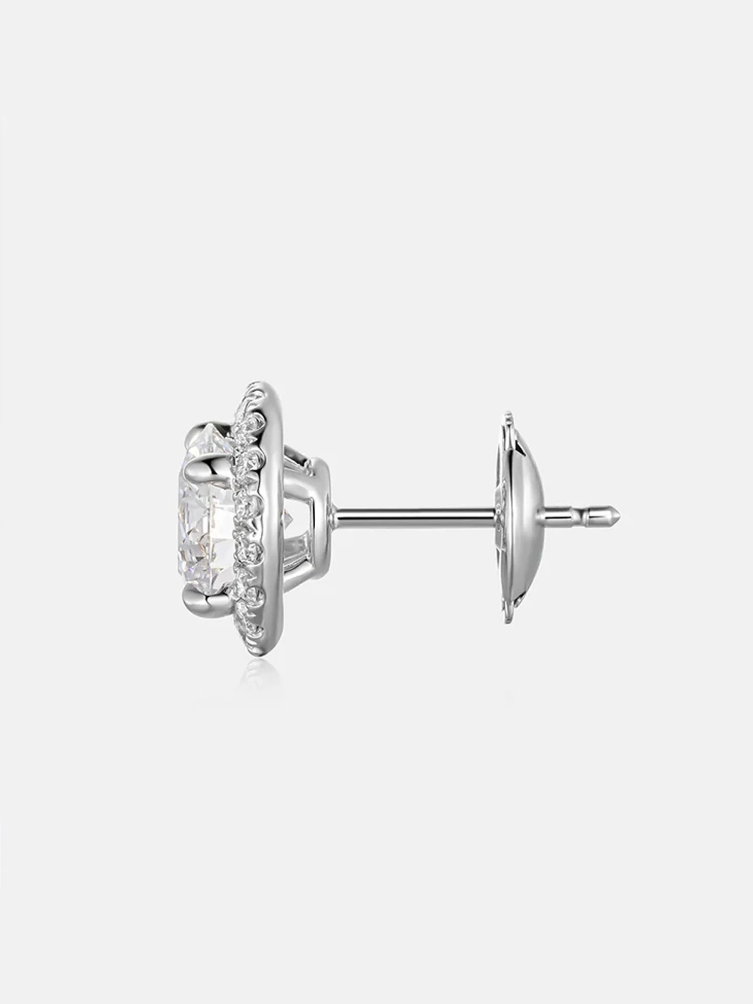 18K Solid Gold Lab Diamond Round Halo Stud Earring - Image 4