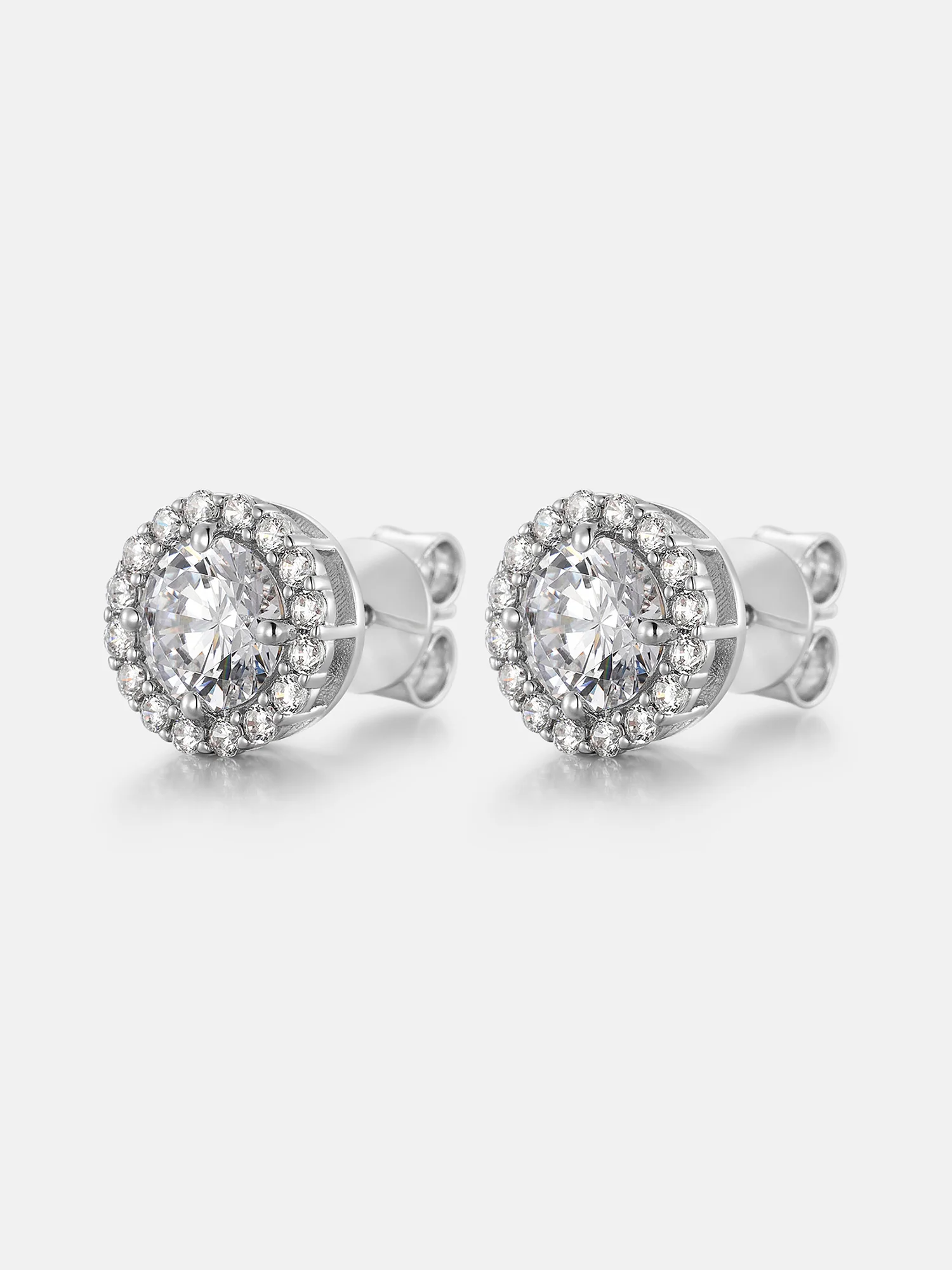 1CT Moissanite Halo Stud Earrings - Image 2