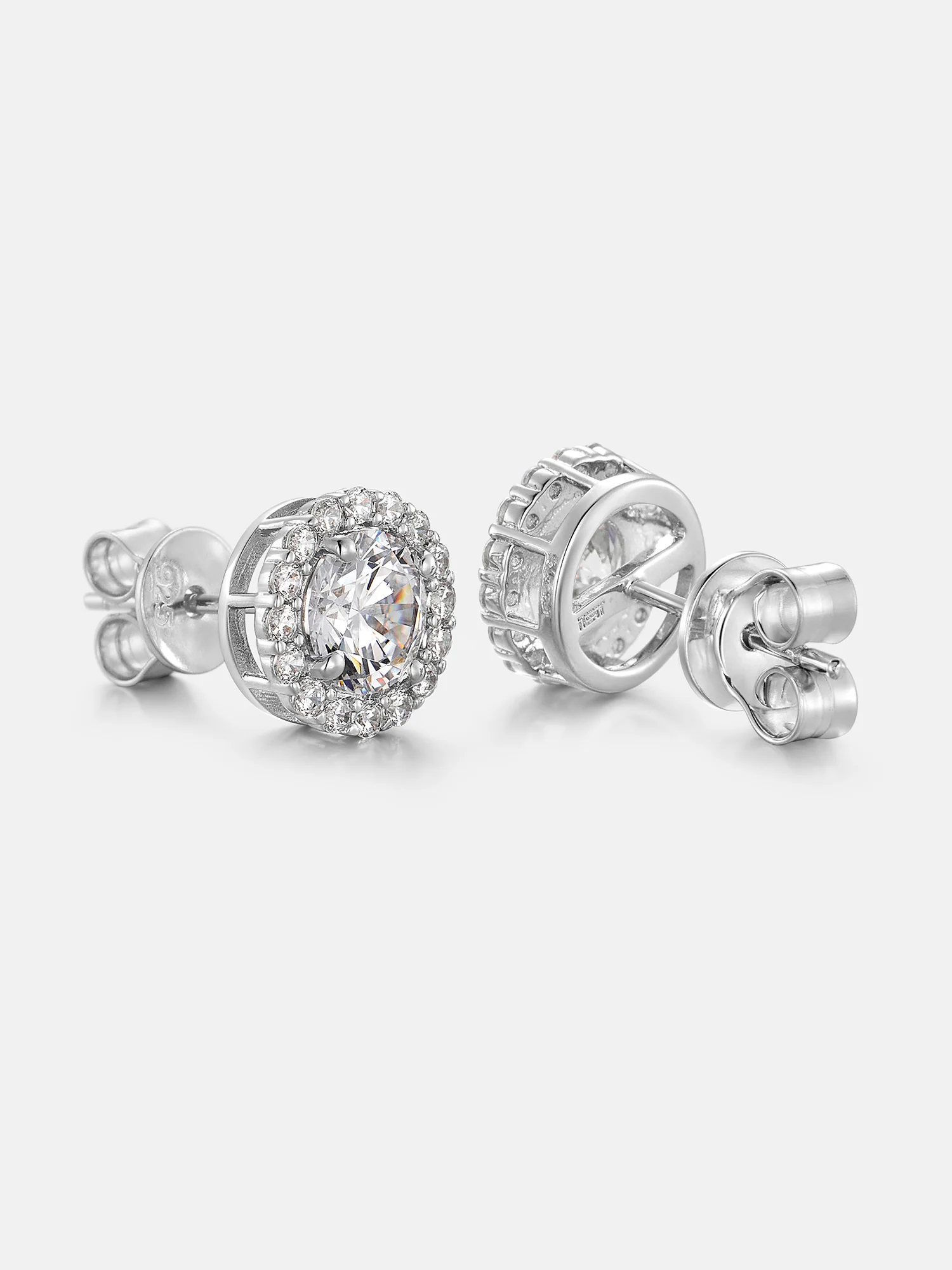 1CT Moissanite Halo Stud Earrings - Image 3