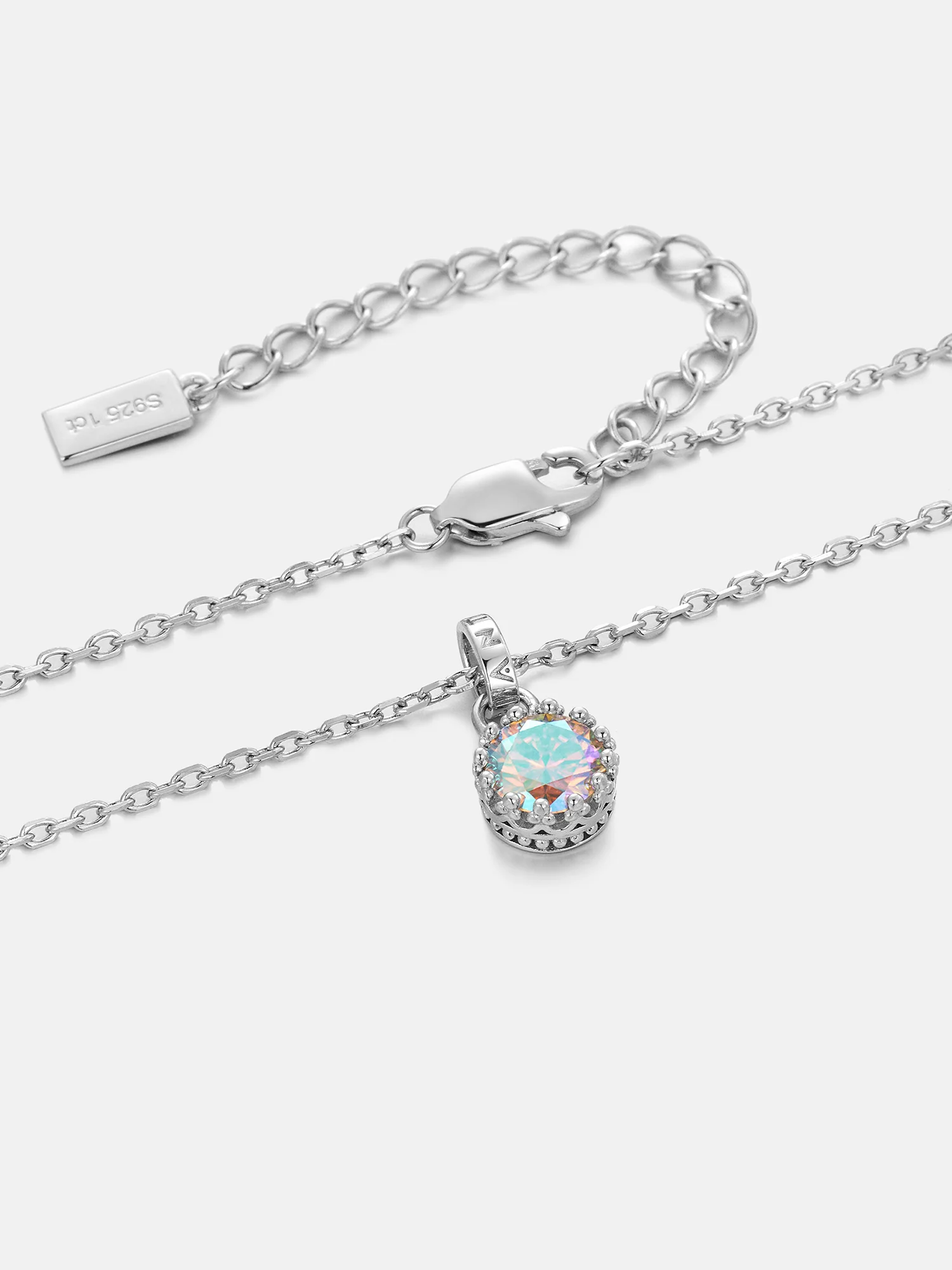 1CT Rainbow Moissanite Solitaire Adjustable Necklace - Image 3