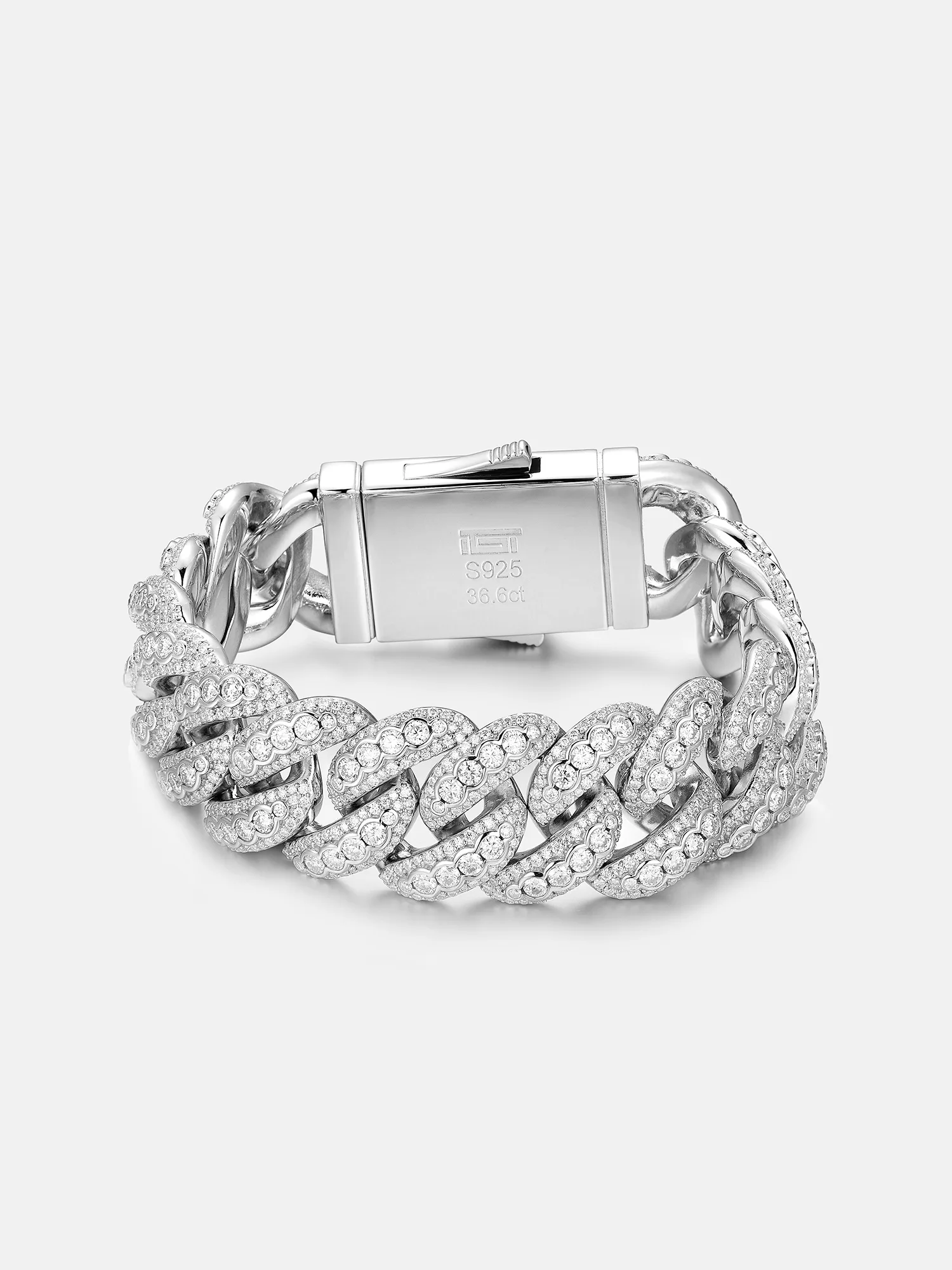 20mm Mixed Size Three Row Moissanite Cuban Bracelet - Image 2