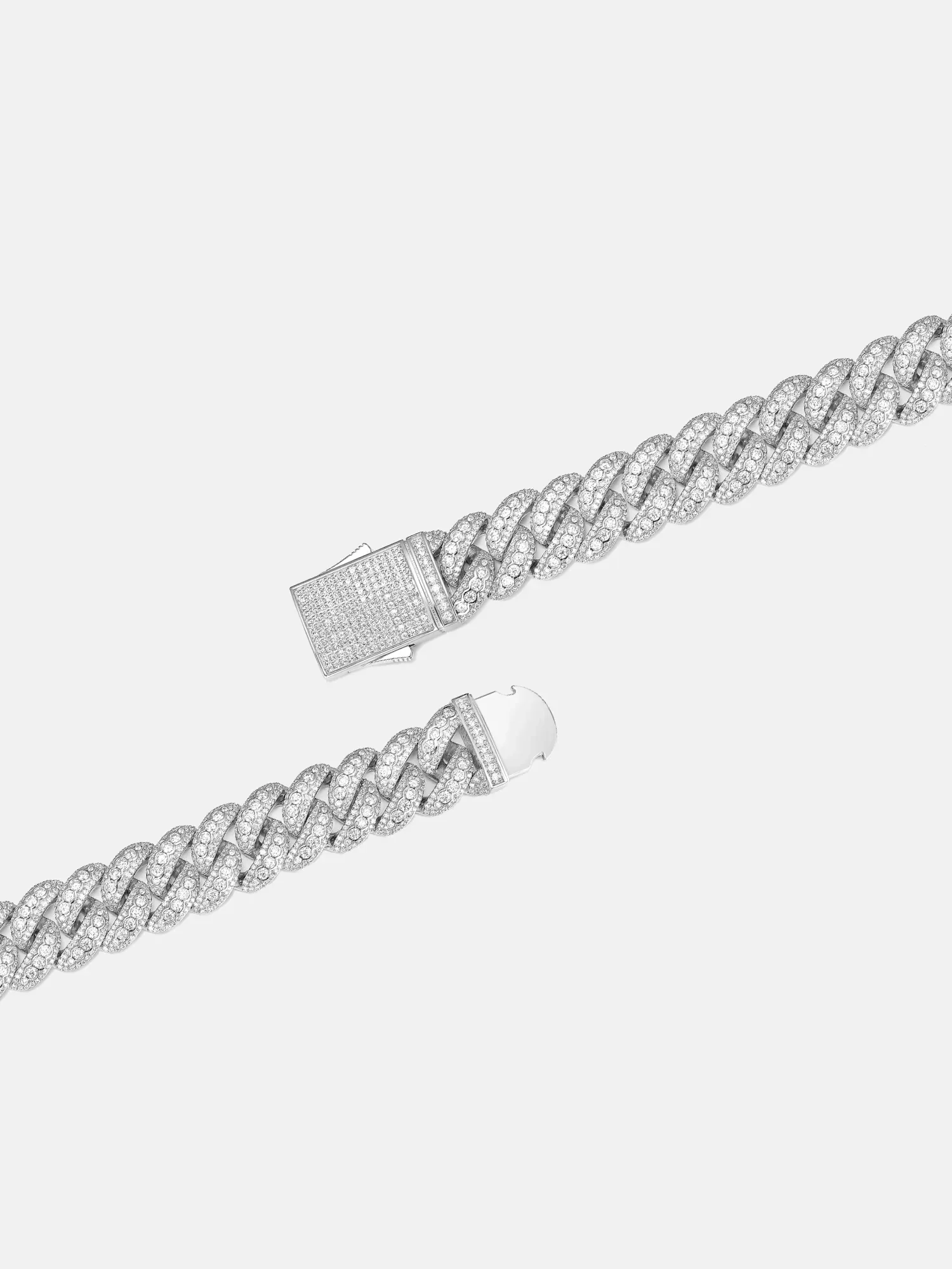 20mm Mixed Size Three Row Moissanite Cuban Bracelet - Image 3