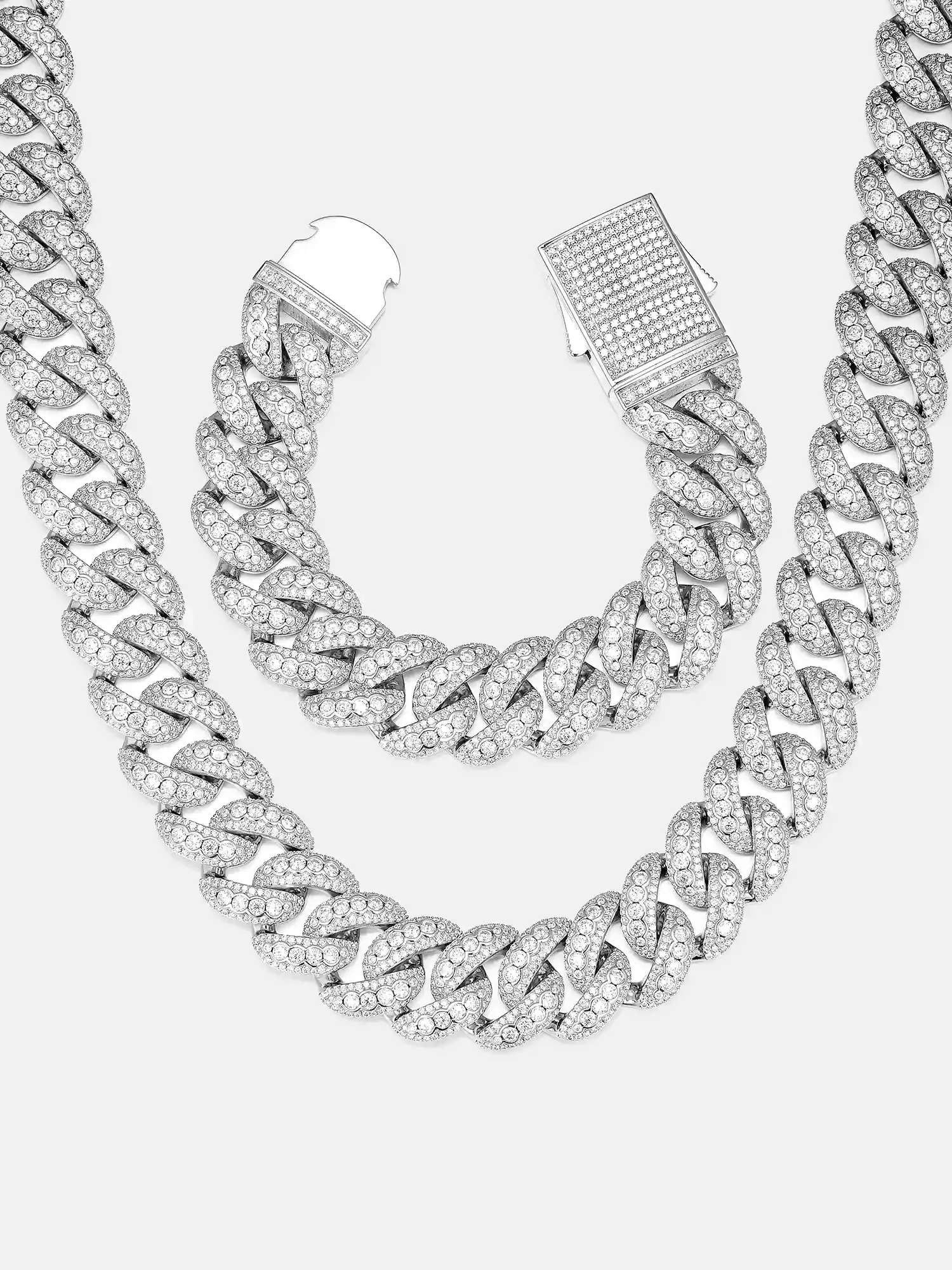 20mm Mixed Size Three Row Moissanite Cuban Bracelet - Image 4