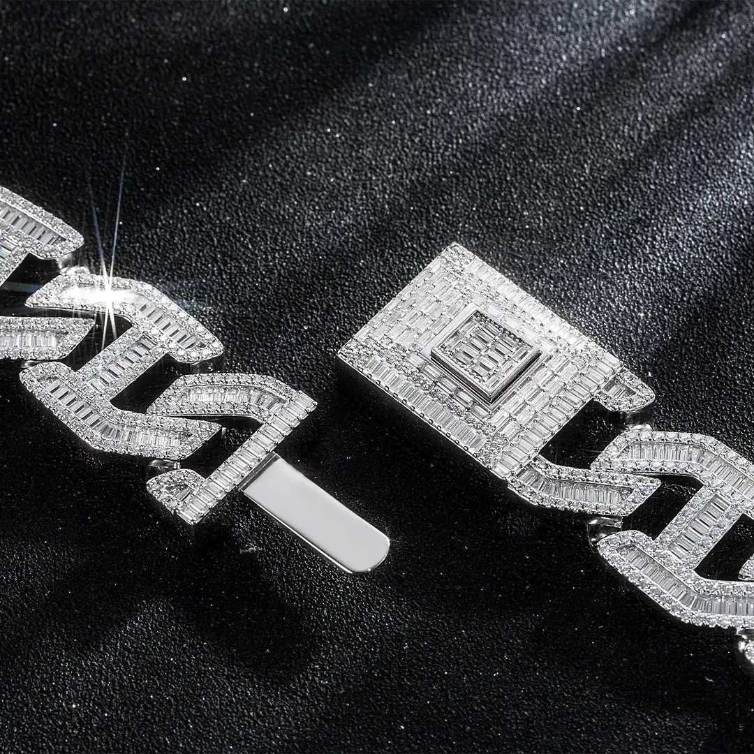 Made To Order 25mm Baguette Moissanite Cuban Link Chain / Bracelet - Image 4