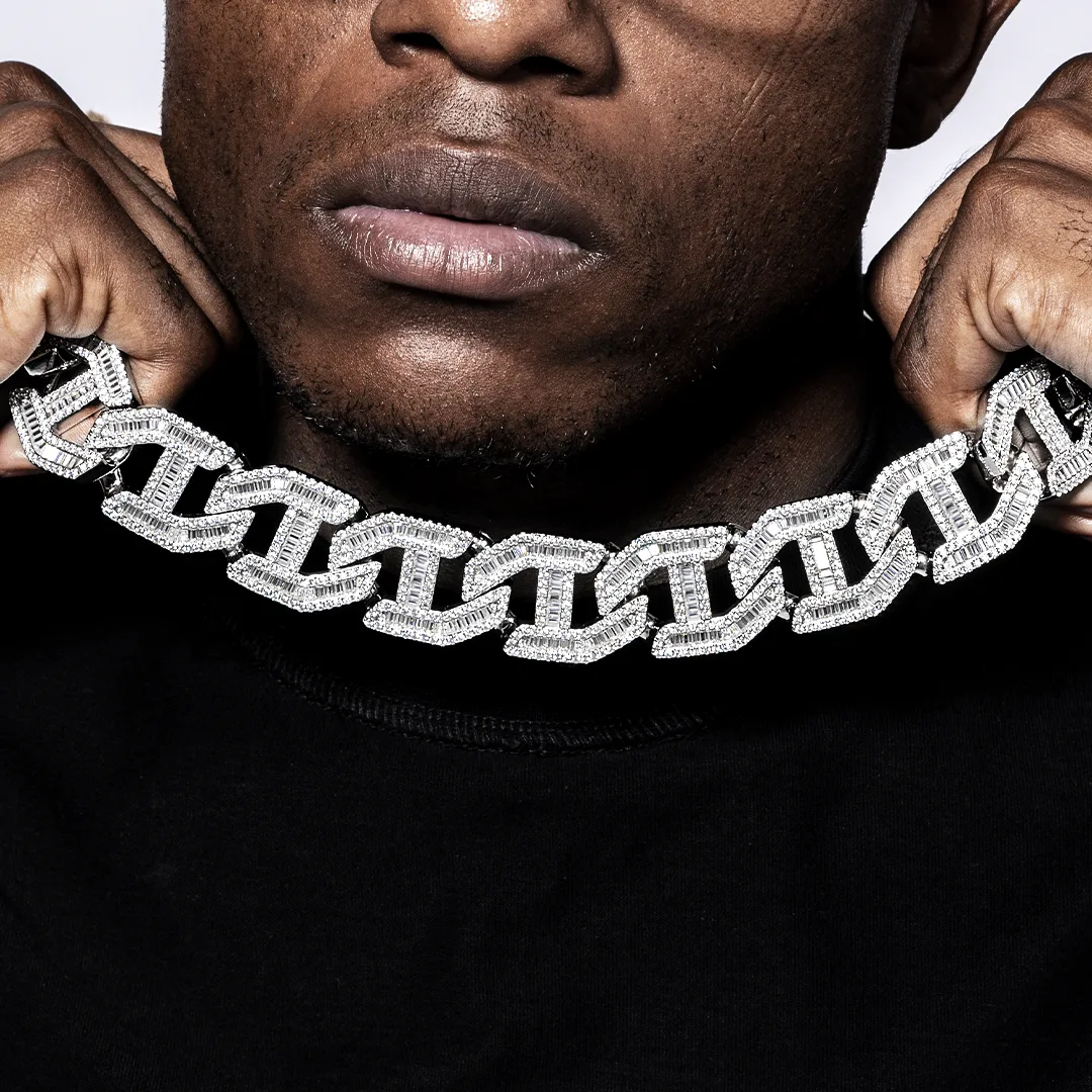 Made To Order 25mm Baguette Moissanite Cuban Link Chain / Bracelet - Image 5