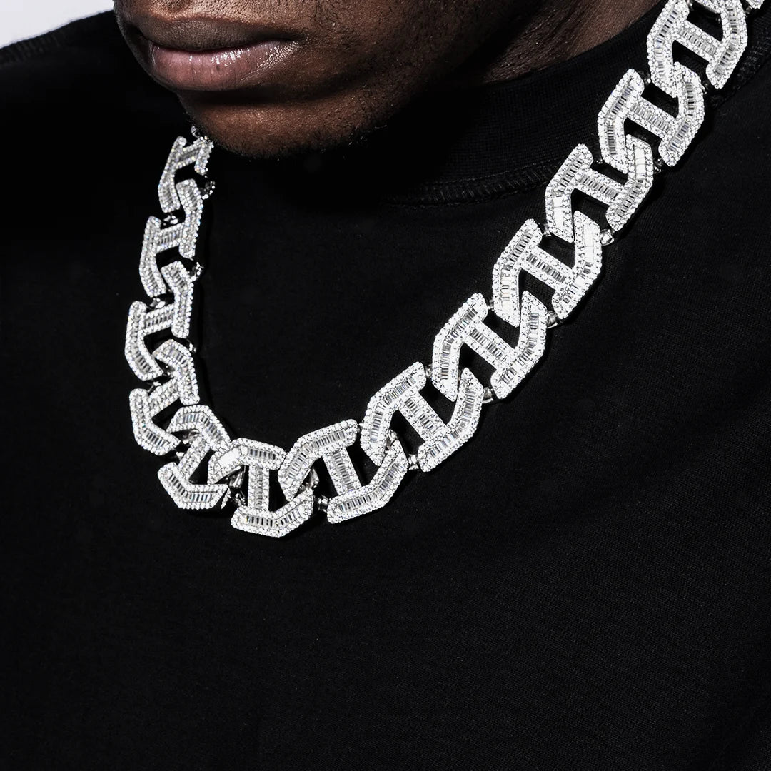 Made To Order 25mm Baguette Moissanite Cuban Link Chain / Bracelet - Image 6