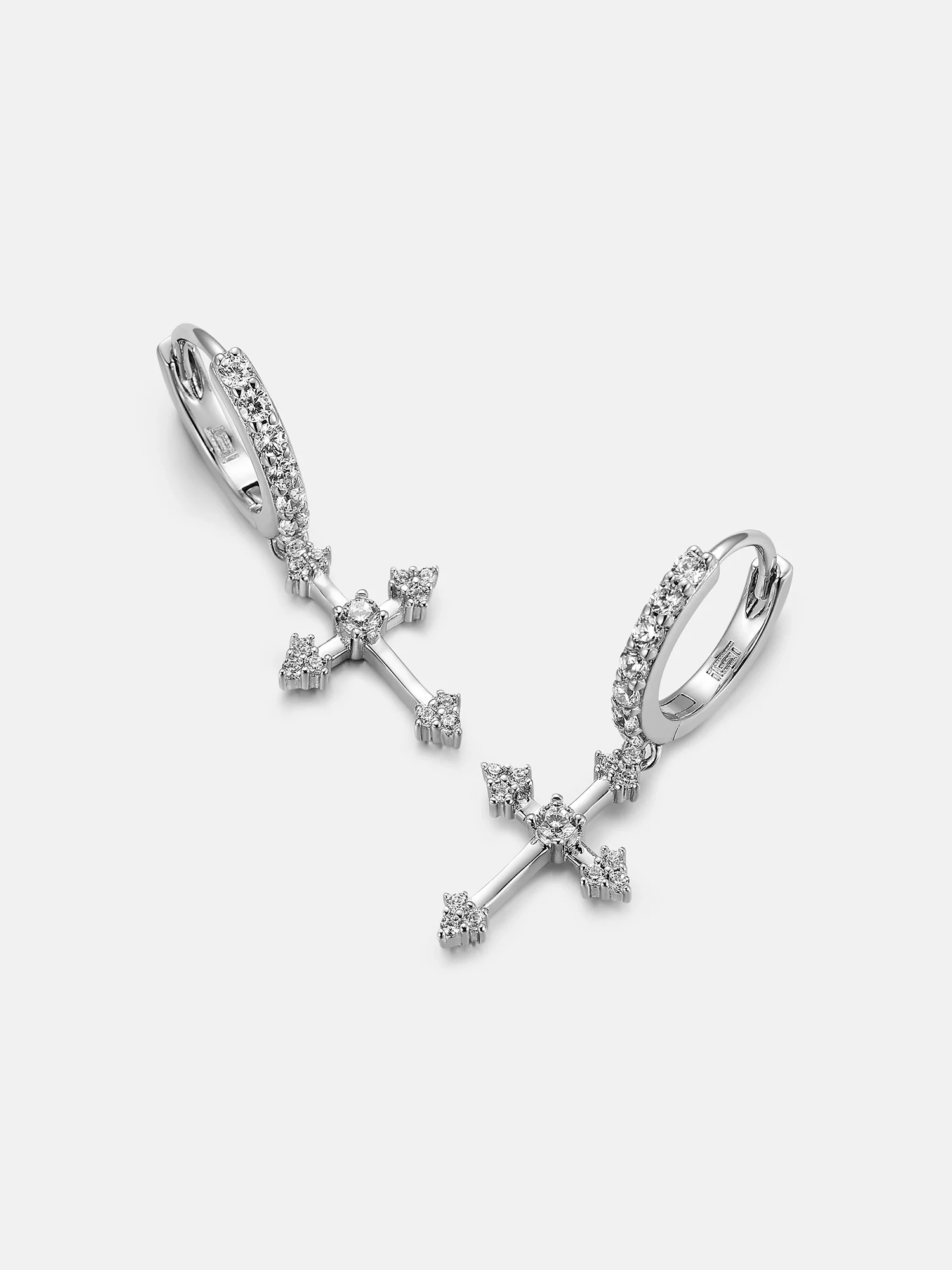 27mm Moissanite Cross Hoop Earrings - Image 4