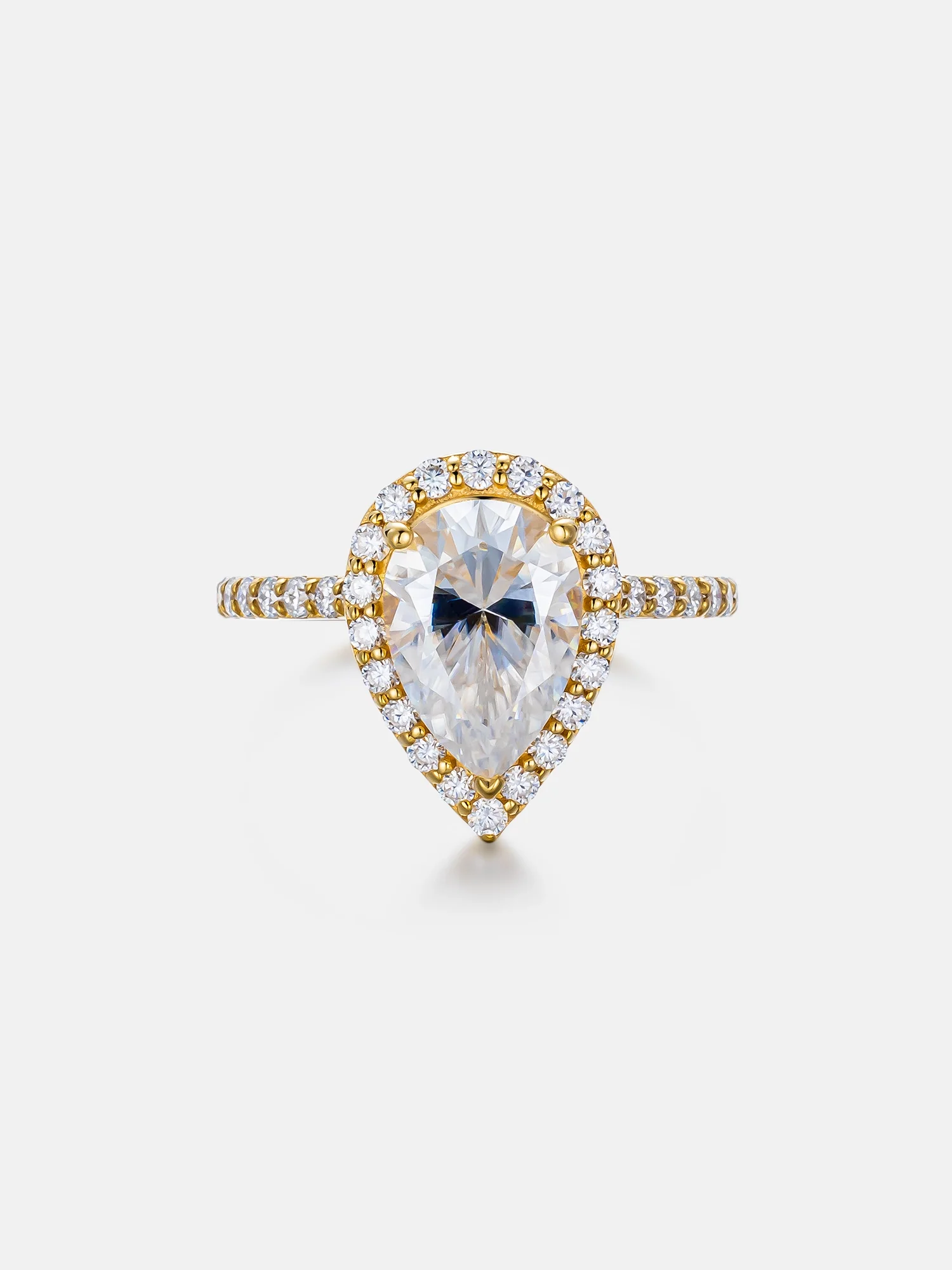2CT Pear Cut Halo Engagement Ring With Side Diamond