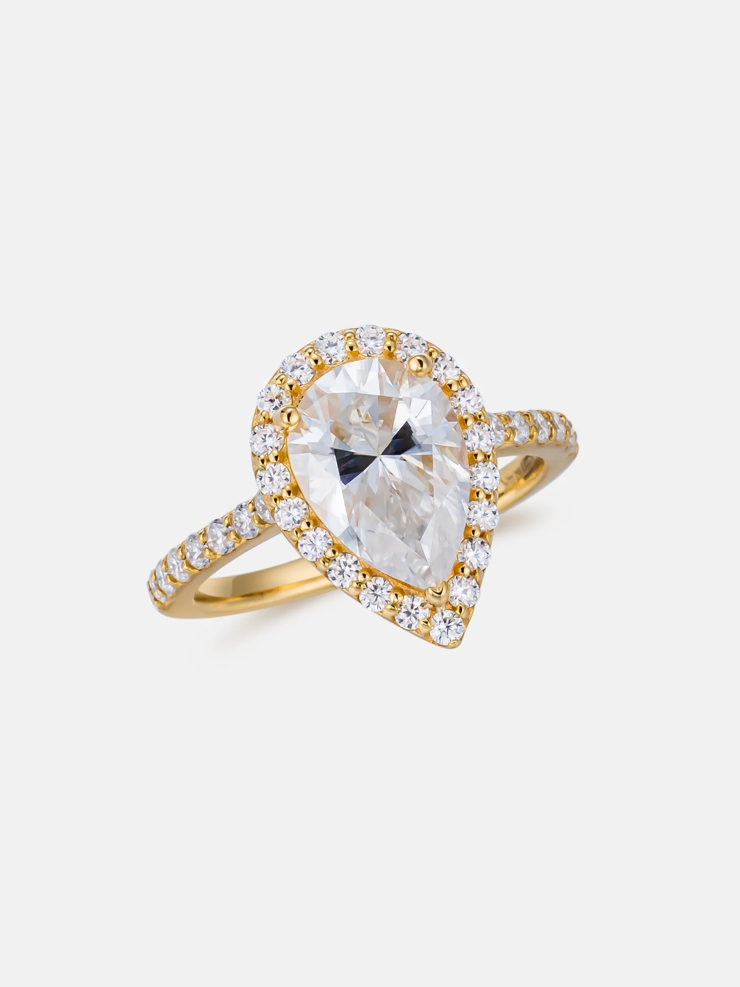 2CT Pear Cut Halo Engagement Ring With Side Diamond - Image 2