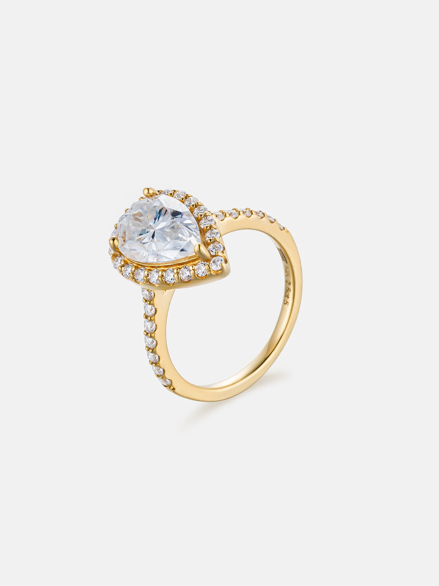 2CT Pear Cut Halo Engagement Ring With Side Diamond - Image 3