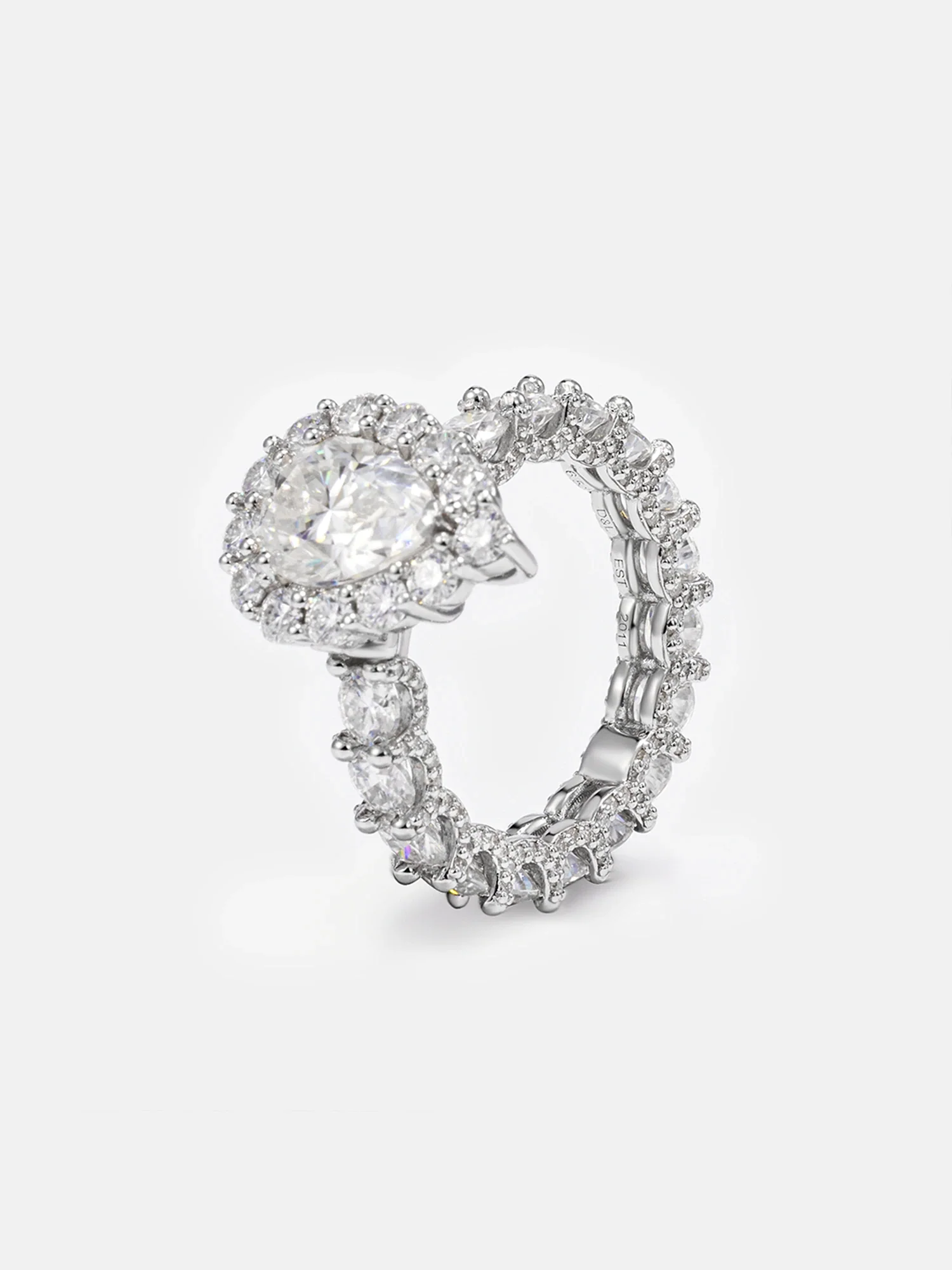 2CT Solitaire Pear Cut Moissanite Eternity Ring - Image 4