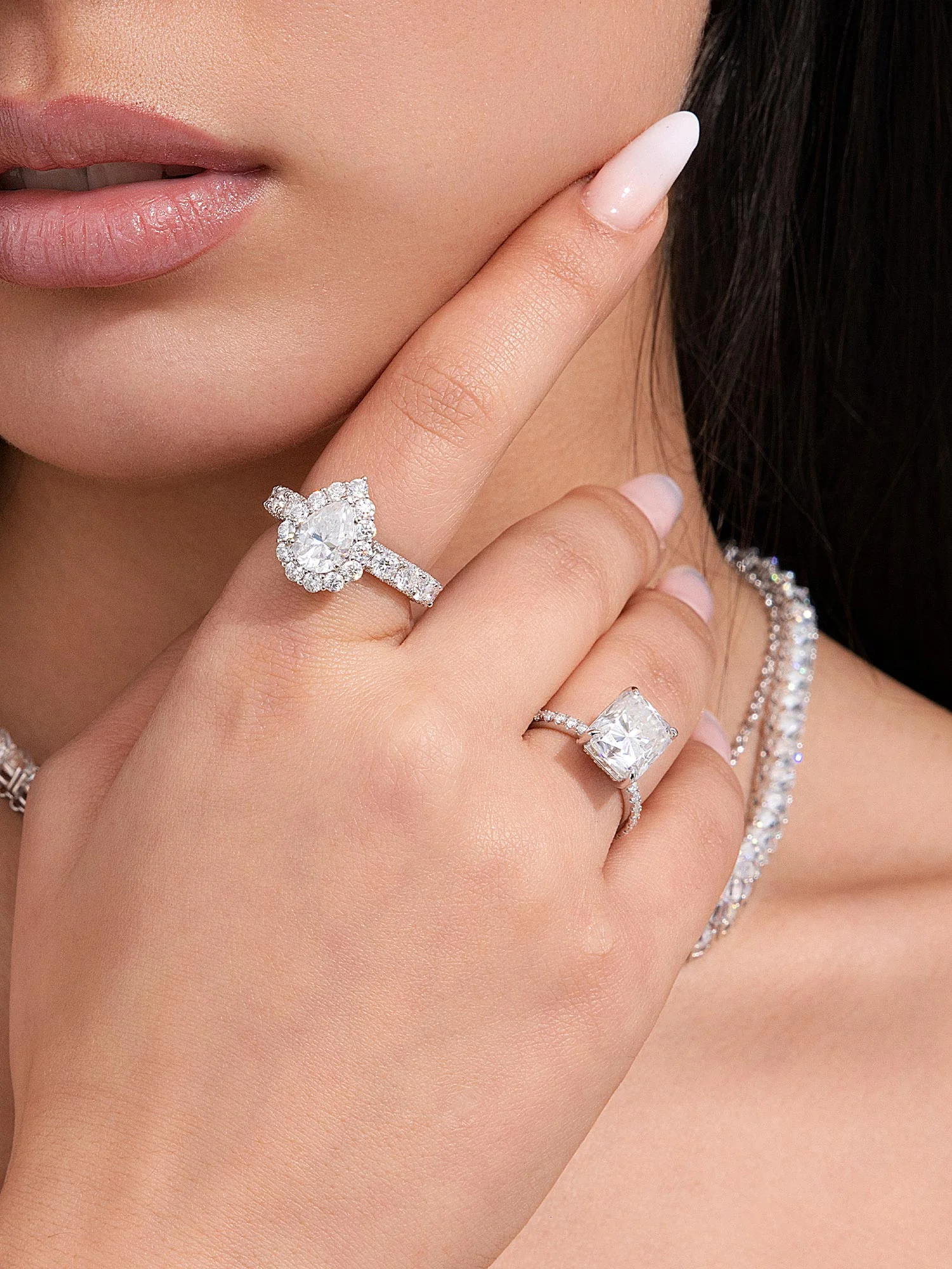 2CT Solitaire Pear Cut Moissanite Eternity Ring - Image 5
