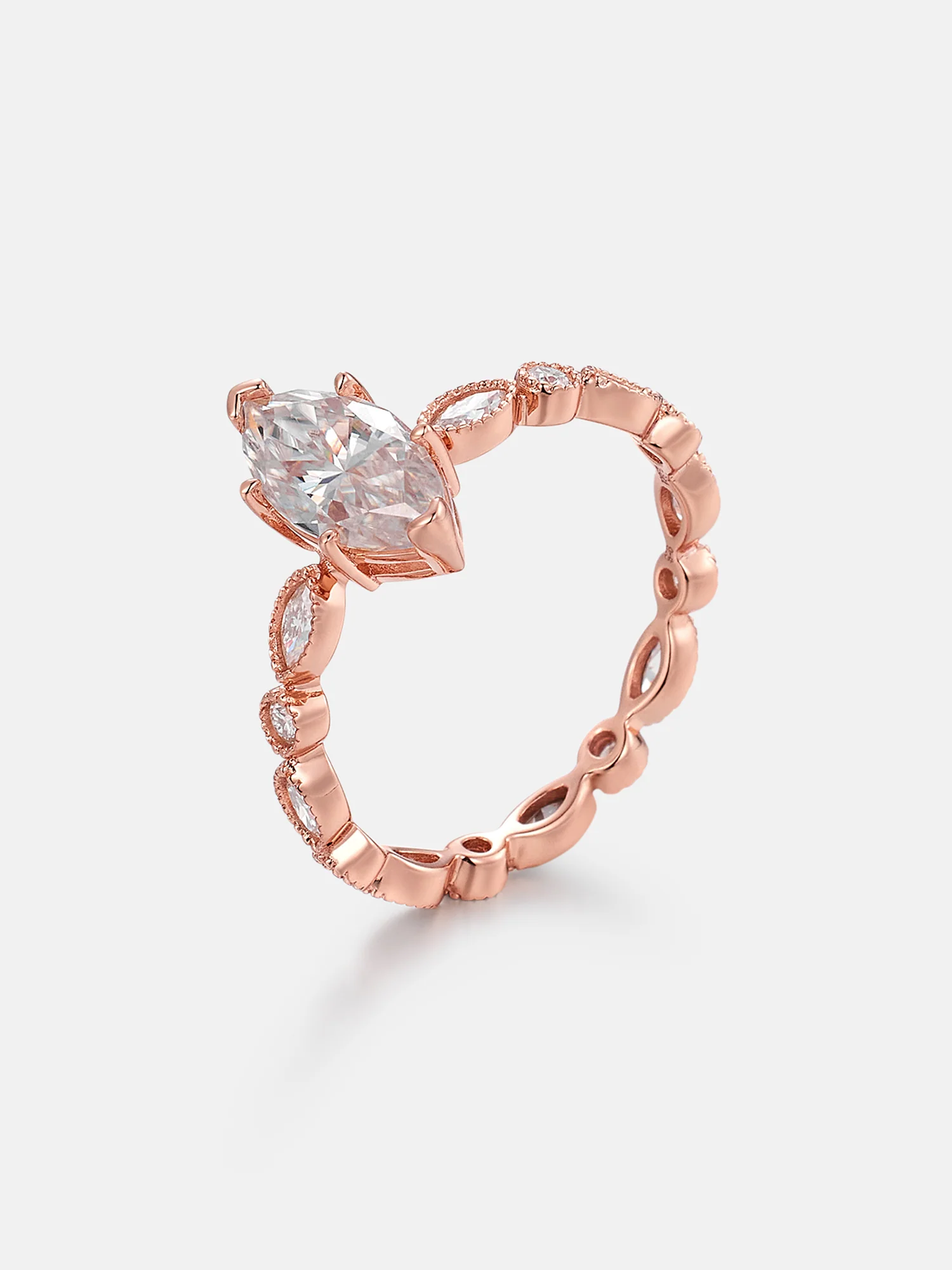 2CT Vintage Marquise Milgrain Moissanite Engagement Ring - Image 3
