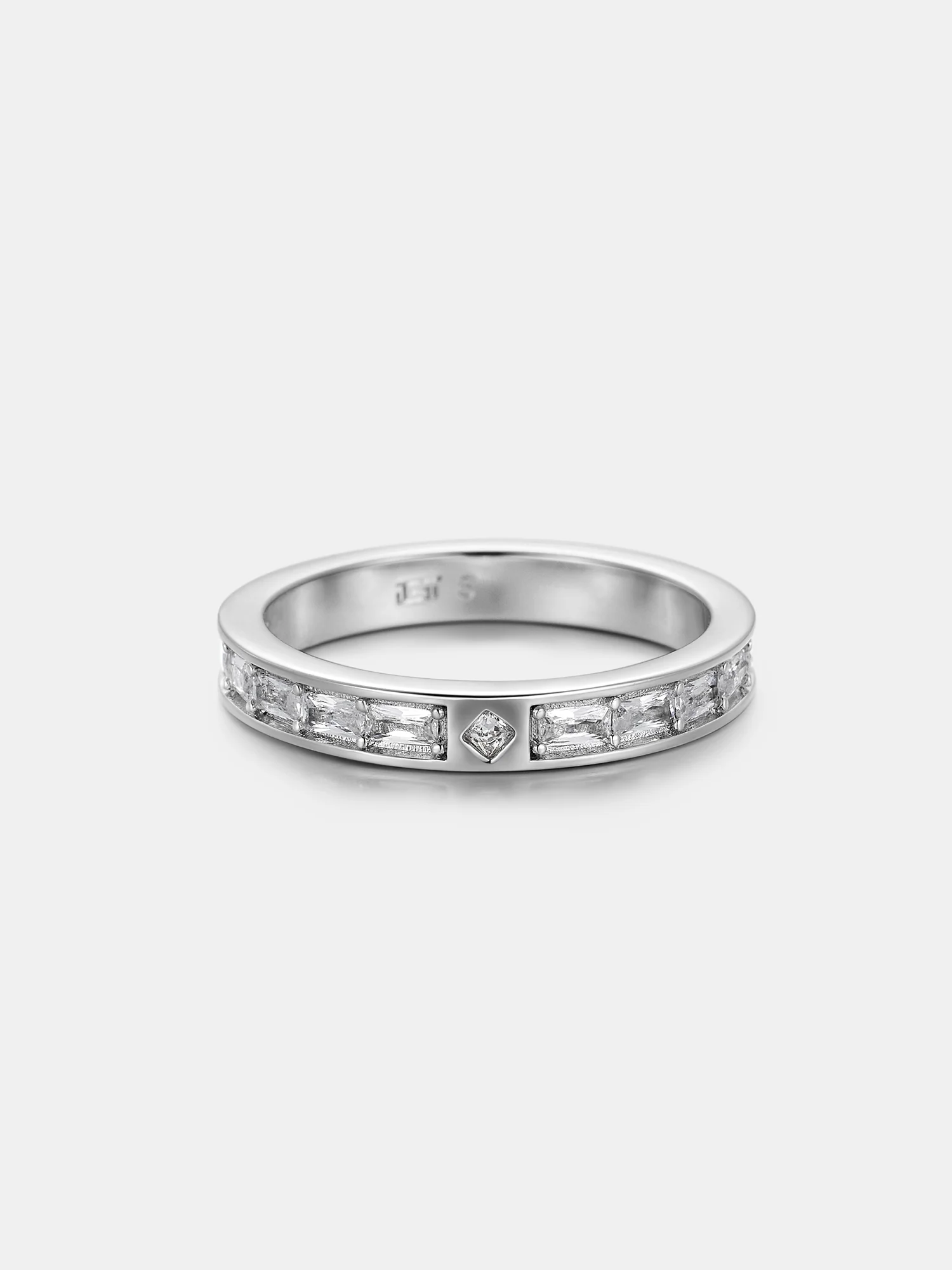 3.2MM Baguette Moissanite Single Row Eternity Ring - Image 2