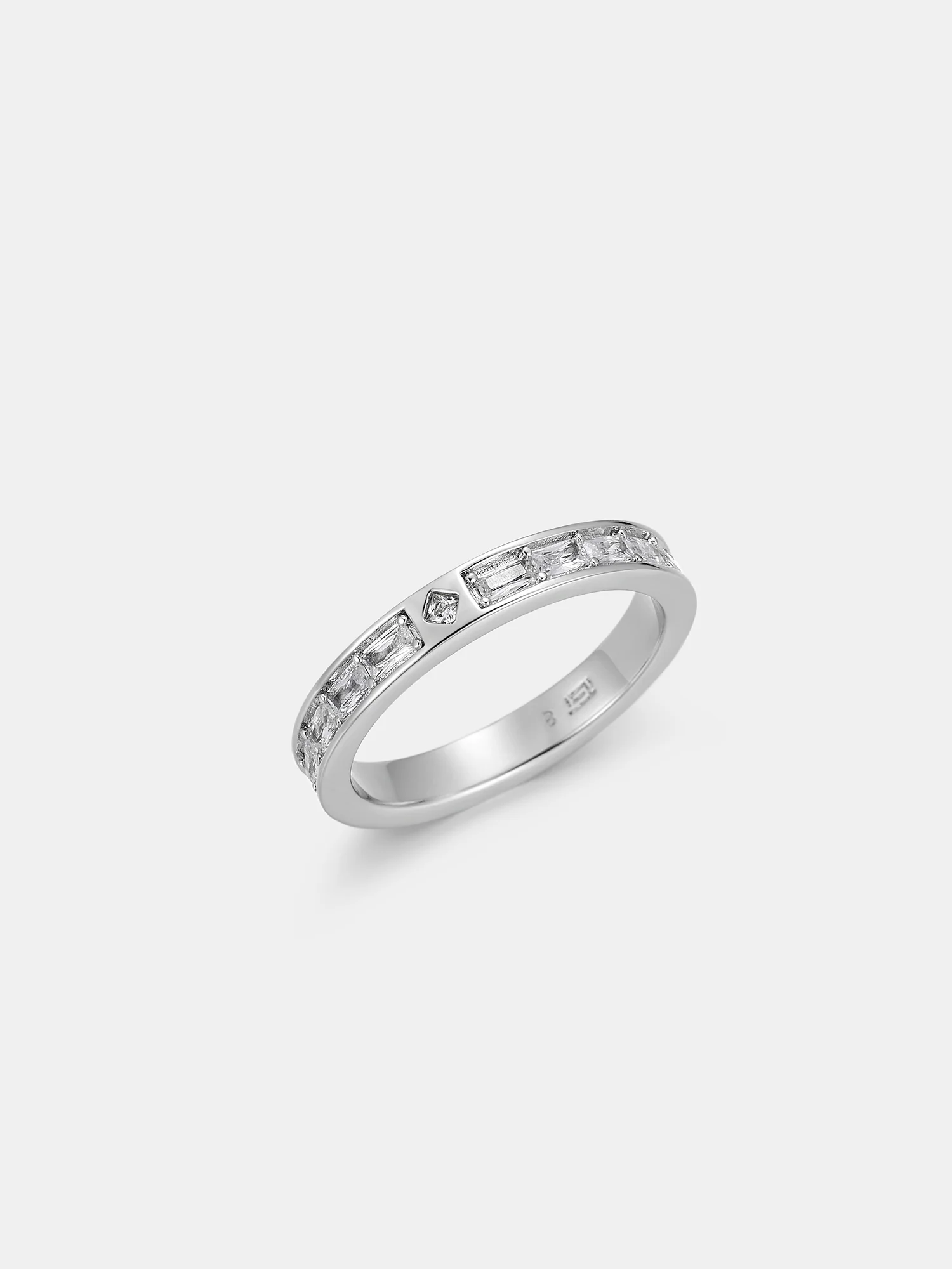 3.2MM Baguette Moissanite Single Row Eternity Ring - Image 5