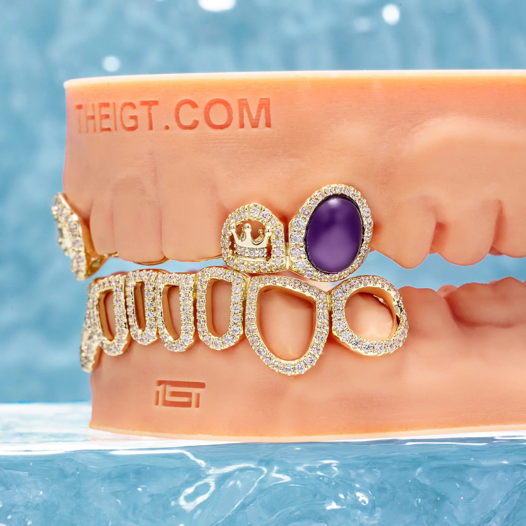 3 Crown Lion Teeth W Bottom Open Face Grillz - Image 3