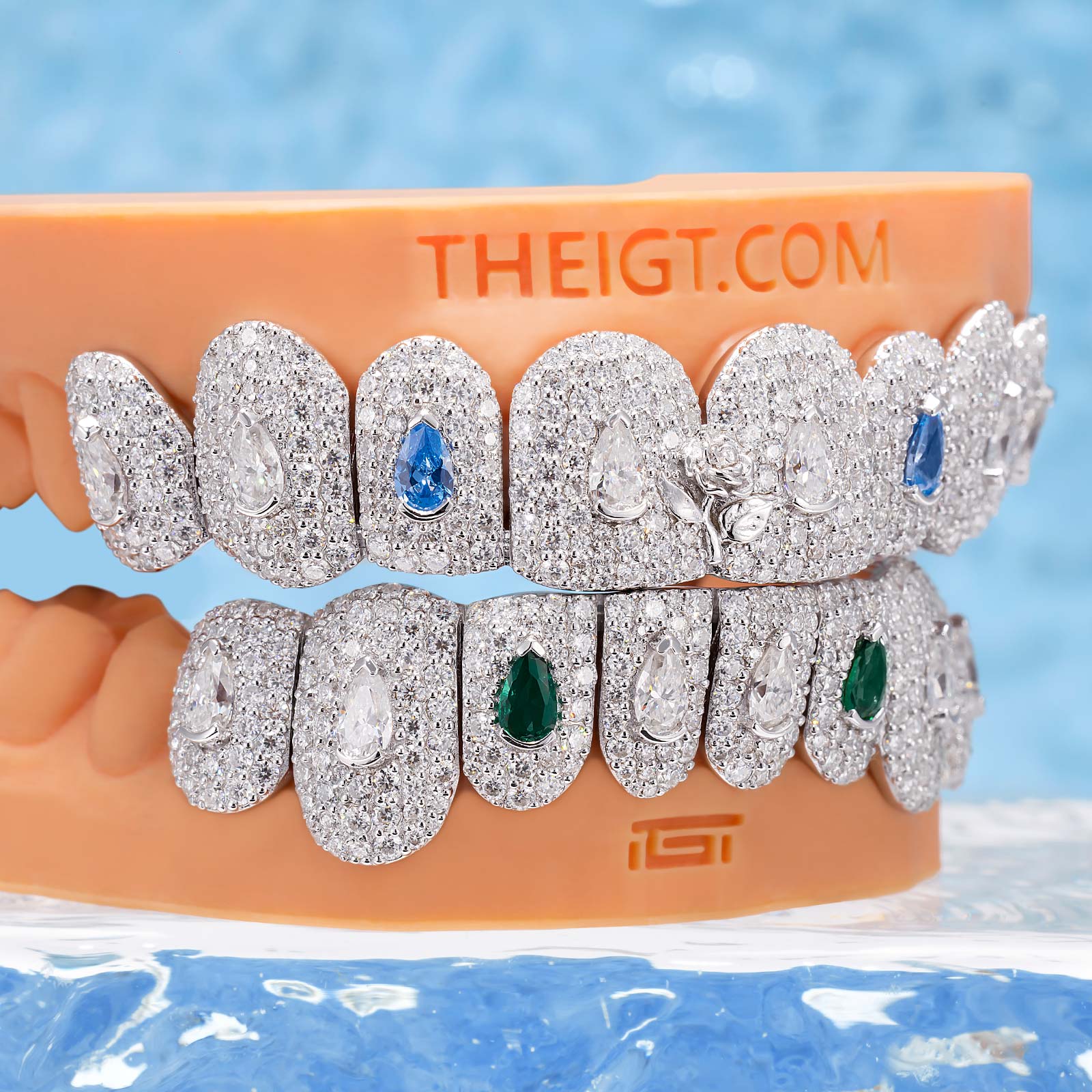 35 Pointer Pear Cut Moissanite On Center Diamond Grillz - Image 10
