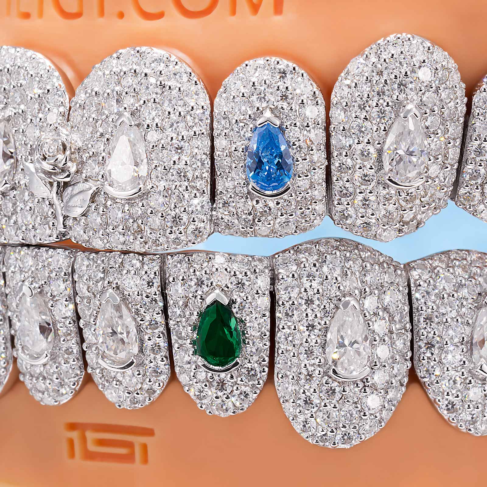 35 Pointer Pear Cut Moissanite On Center Diamond Grillz - Image 9