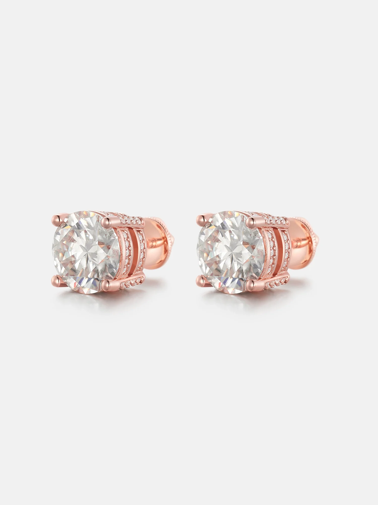 Halo Moissanite Stud Earrings-3CT Each - Image 5