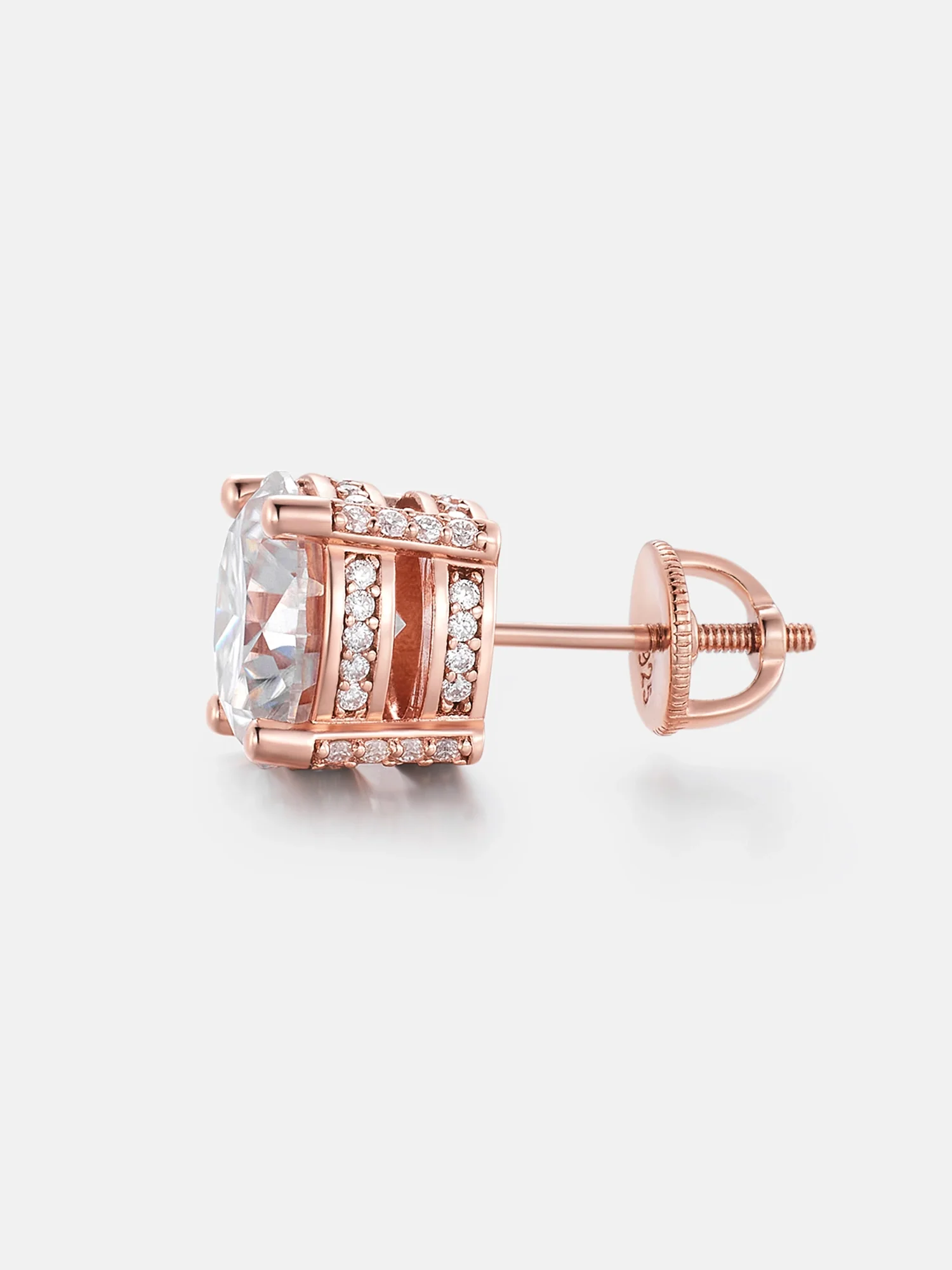 Halo Moissanite Stud Earrings-3CT Each - Image 6