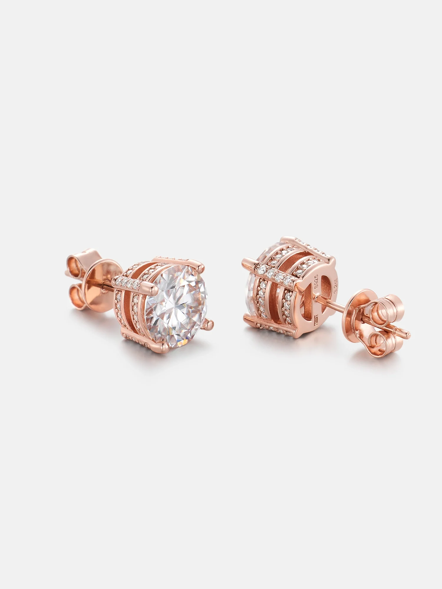 Halo Moissanite Stud Earrings-3CT Each - Image 7