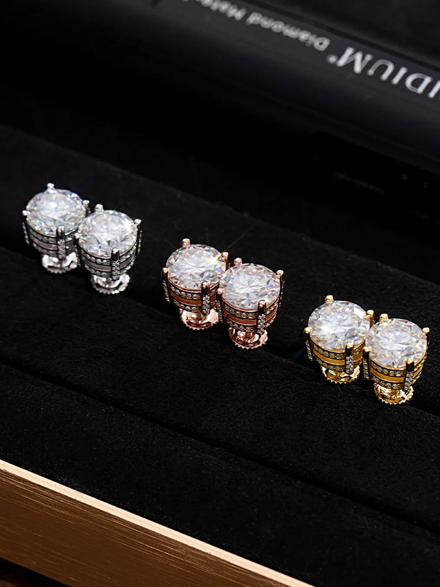 Halo Moissanite Stud Earrings-3CT Each - Image 8
