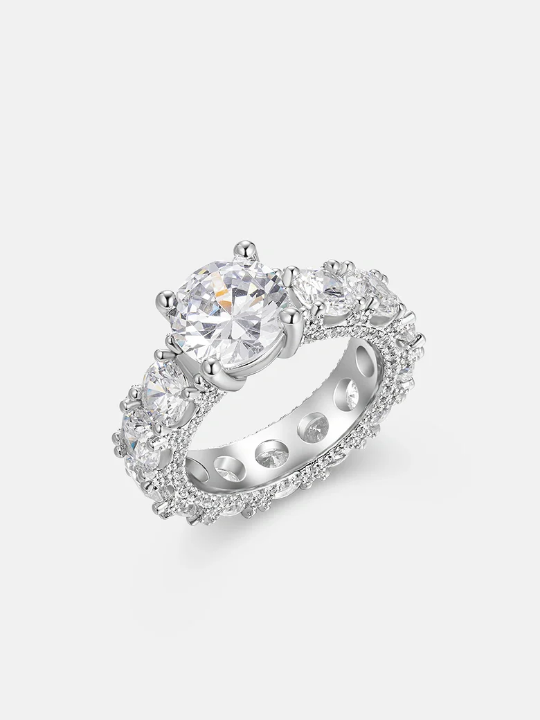 3CT Solitaire Round Cut Moissanite Eternity Ring - Image 2