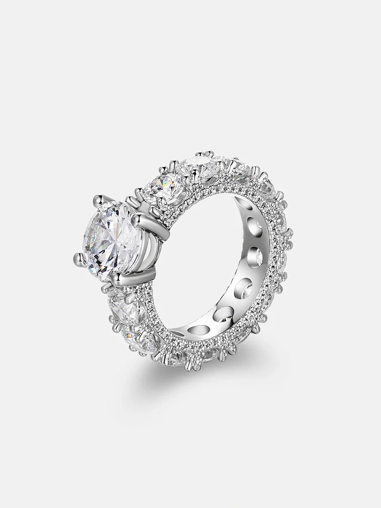 3CT Solitaire Round Cut Moissanite Eternity Ring - Image 3