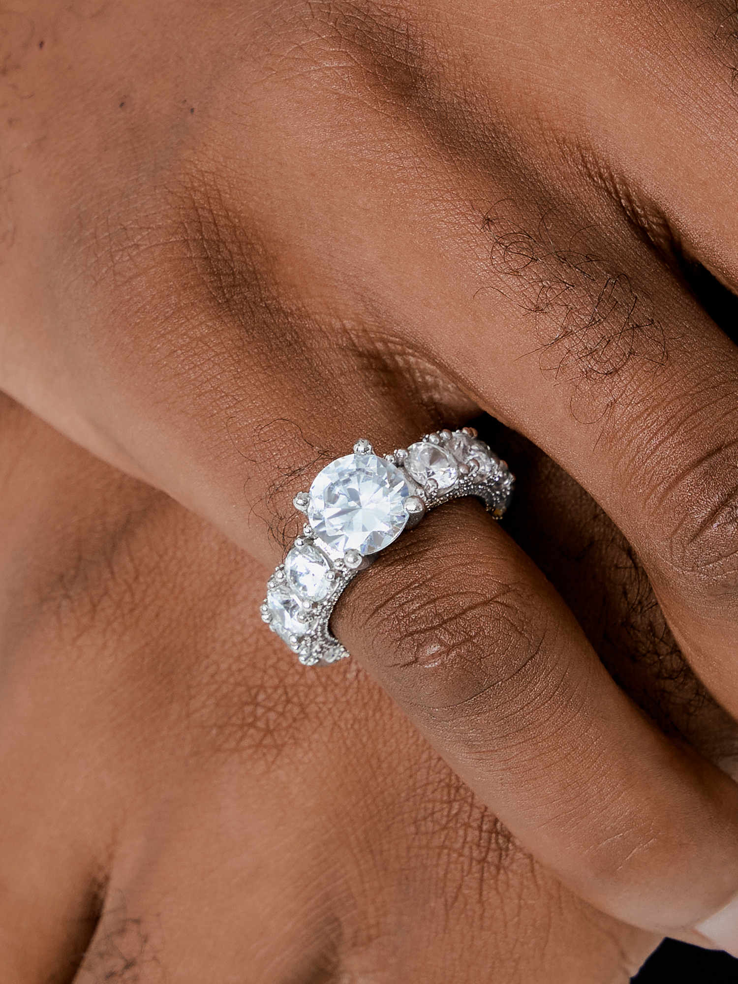 3CT Solitaire Round Cut Moissanite Eternity Ring - Image 5