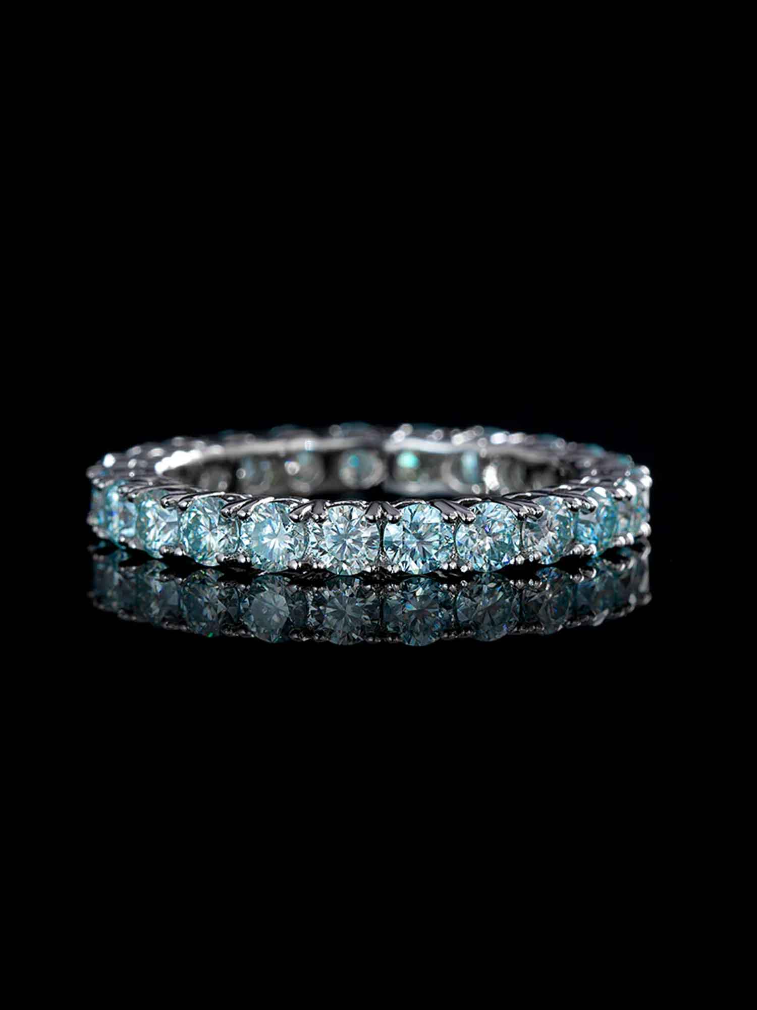 3mm Blue Moissanite Eternity Ring - Image 2