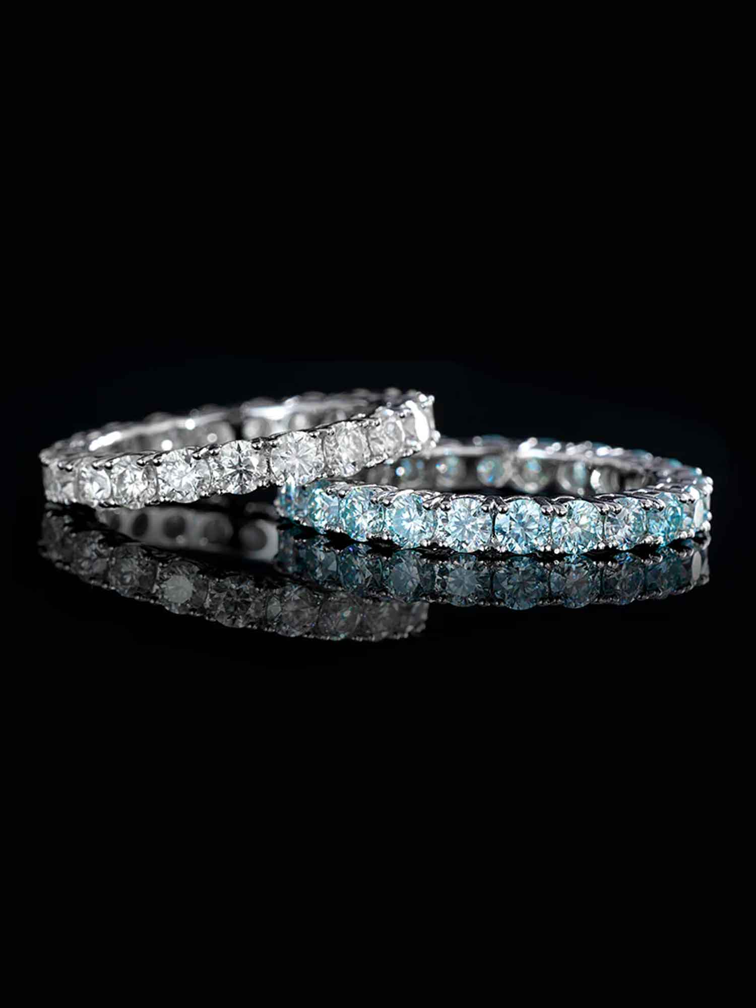 3mm Blue Moissanite Eternity Ring - Image 3