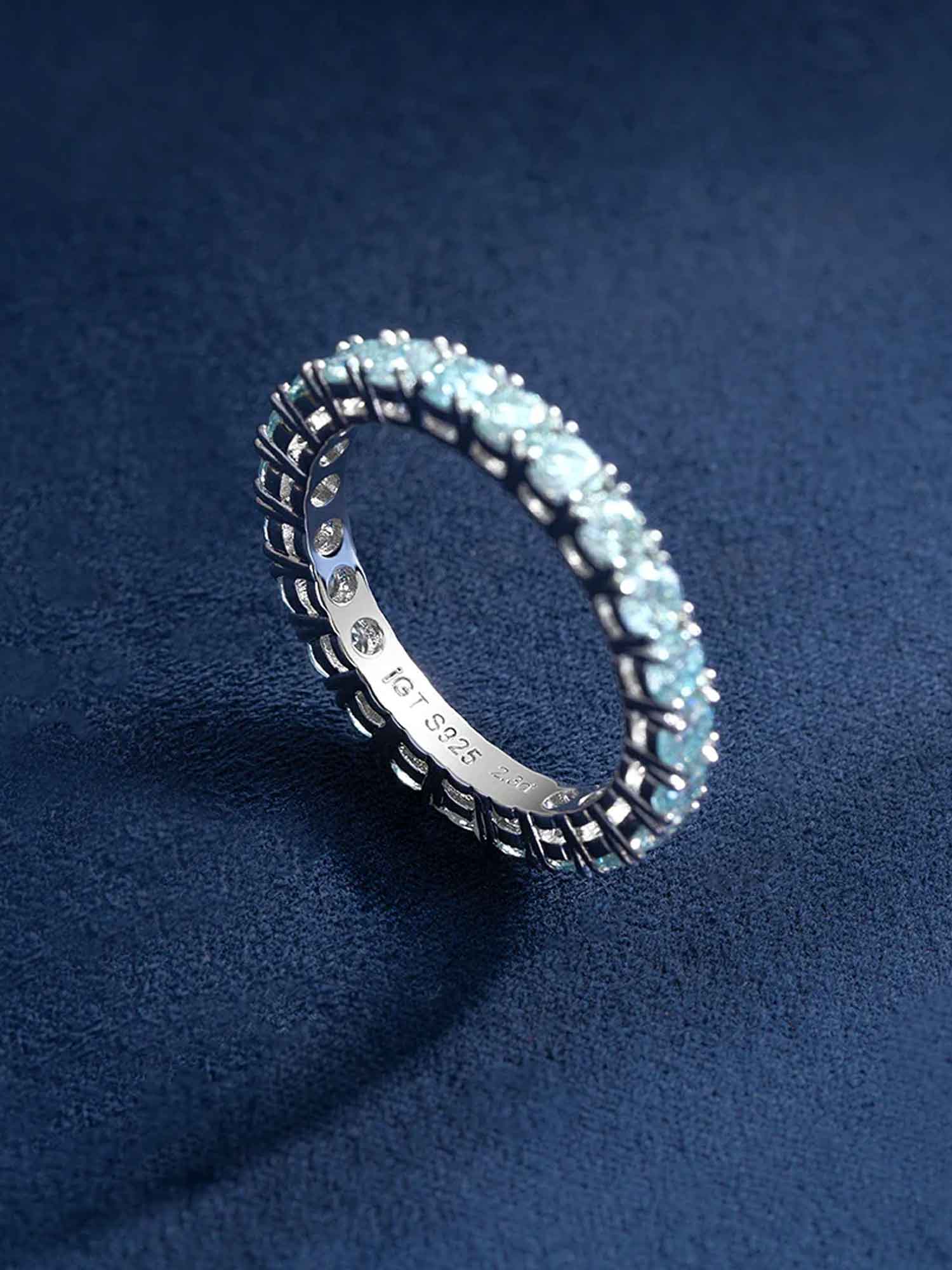 3mm Blue Moissanite Eternity Ring - Image 6