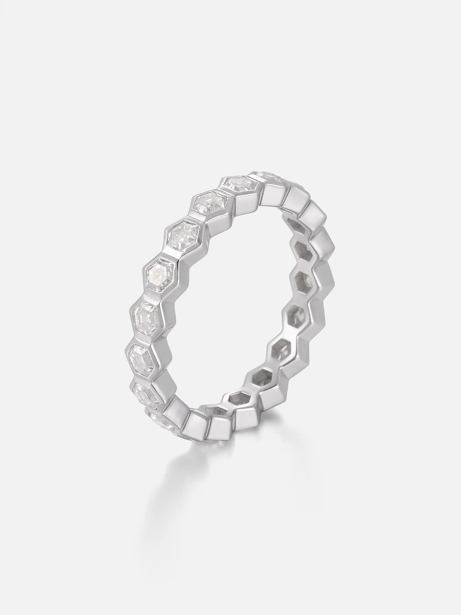 3MM Hexagonal Moissanite Eternity Ring - Image 2