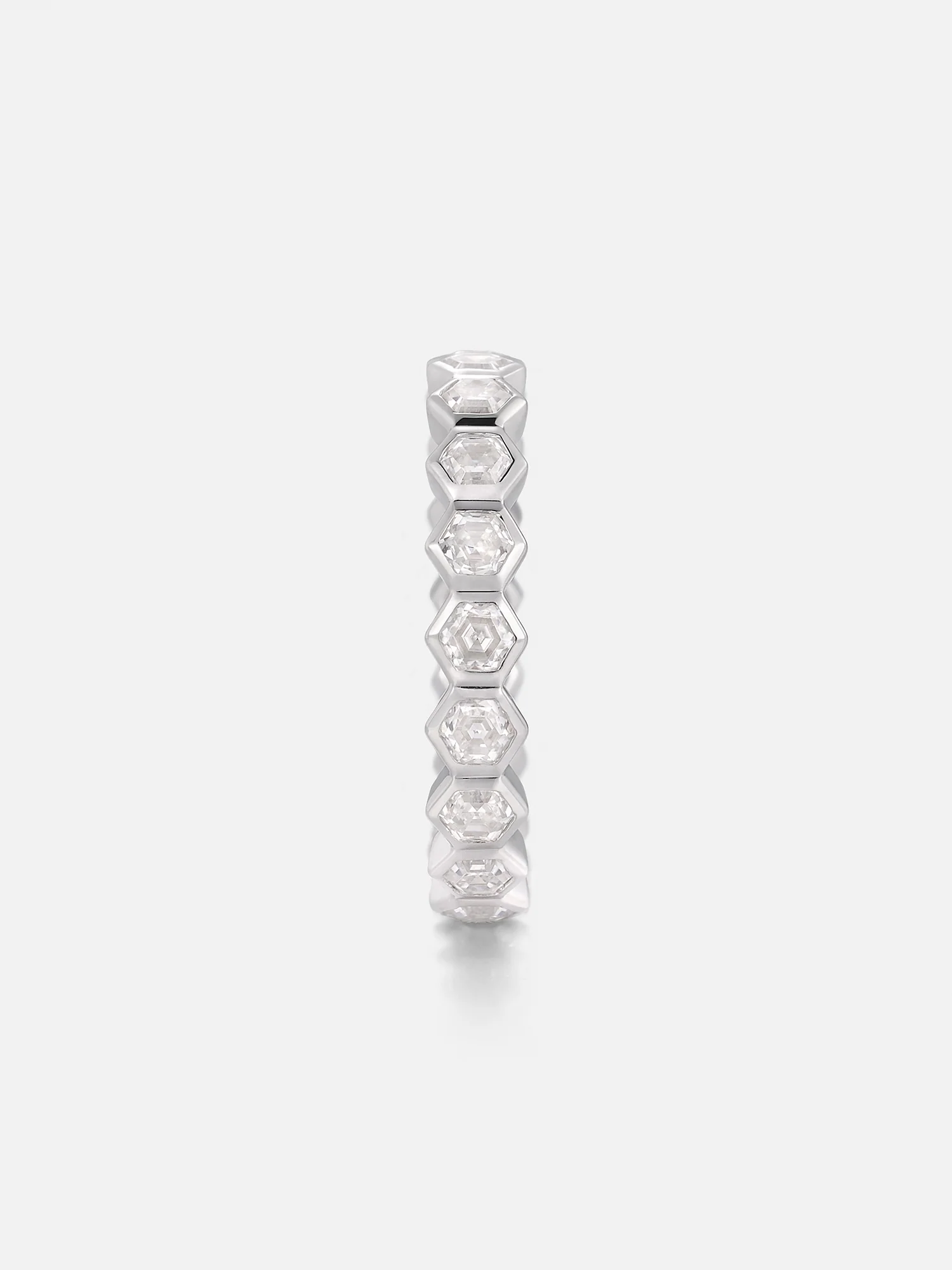 3MM Hexagonal Moissanite Eternity Ring - Image 3