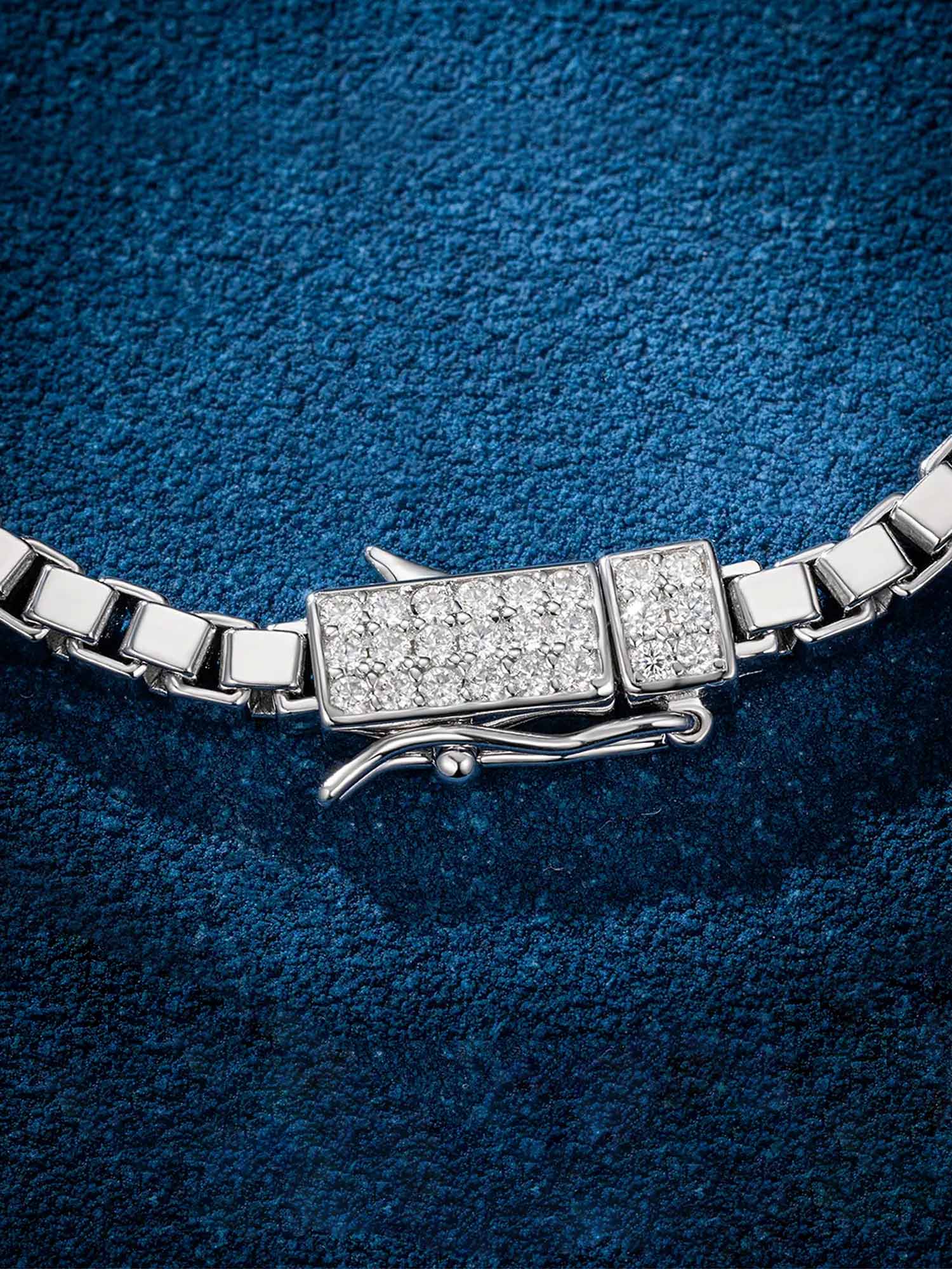 3mm Square Box Chain With Moissanite Clasp - Image 5