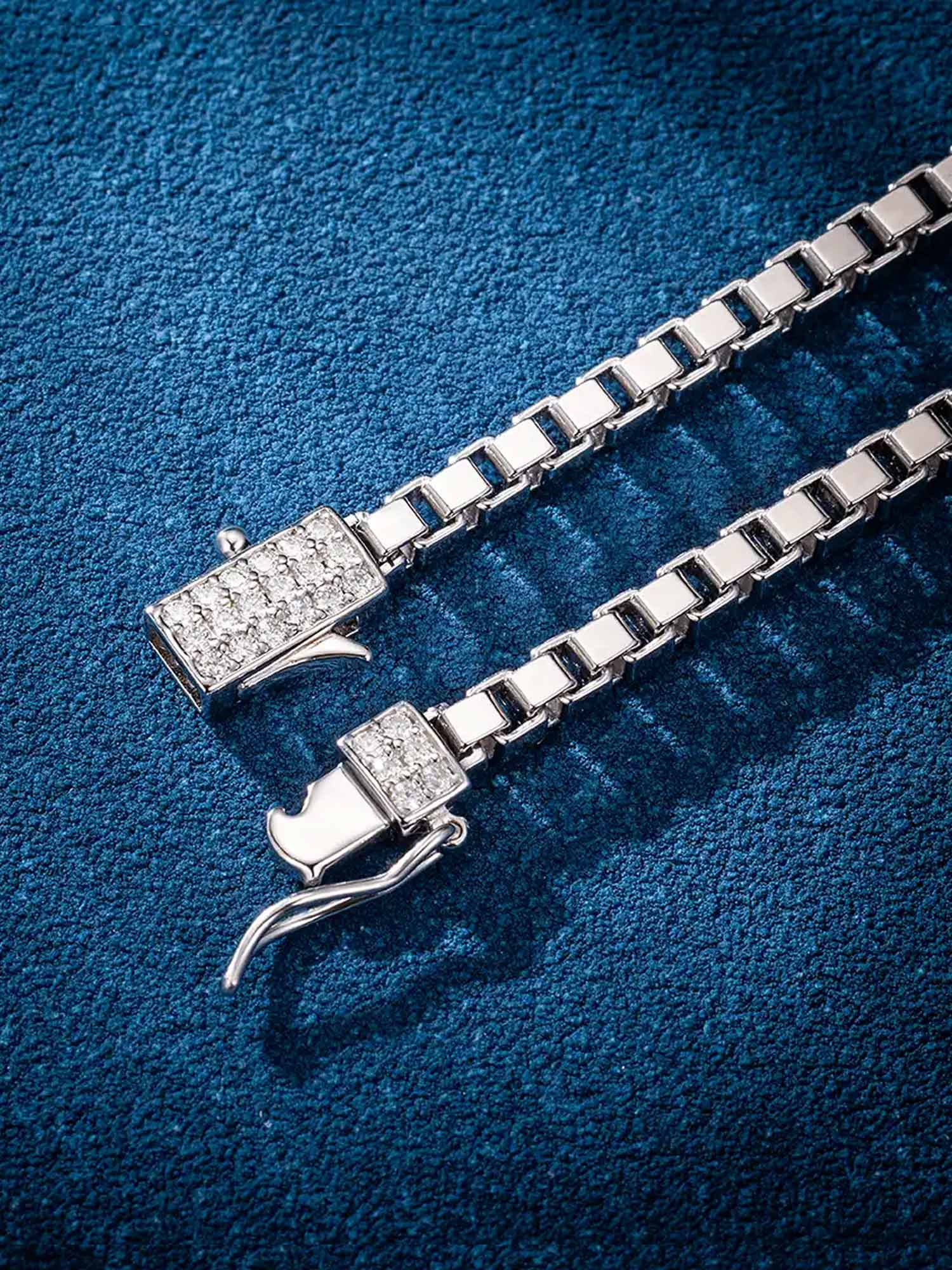 3mm Square Box Chain With Moissanite Clasp - Image 6