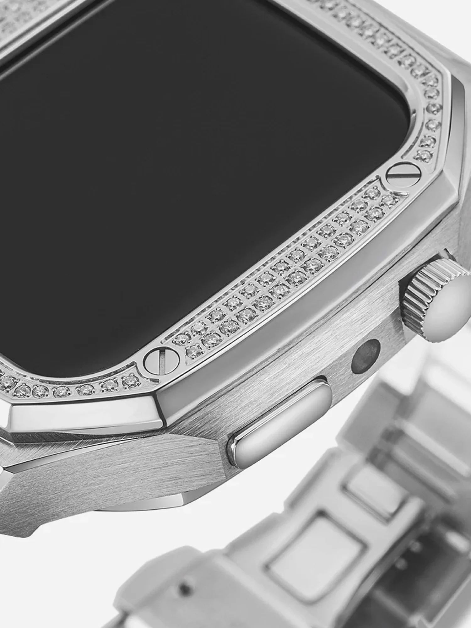 41mm/ 44mm/ 45mm Moissanite Apple Watch Case With Stainless Steel Band - Image 4