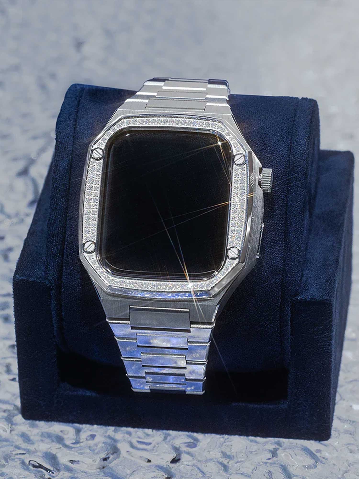 41mm/ 44mm/ 45mm Moissanite Apple Watch Case With Stainless Steel Band - Image 5