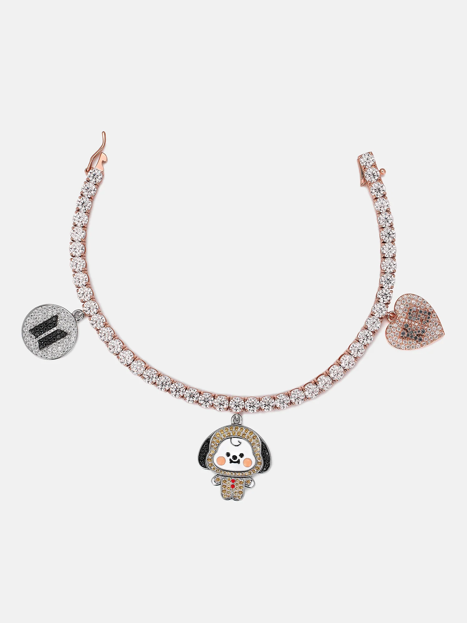 4MM Moissanite Tennis Bracelet With Colored Iced Charms