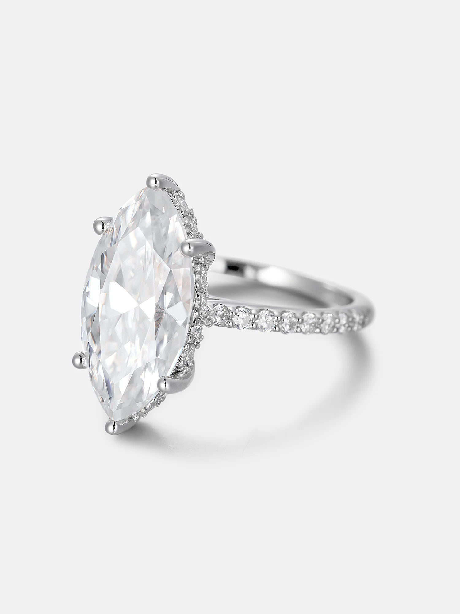 5CT Marquise Solitaire Moissanite Pave Ring - Image 3