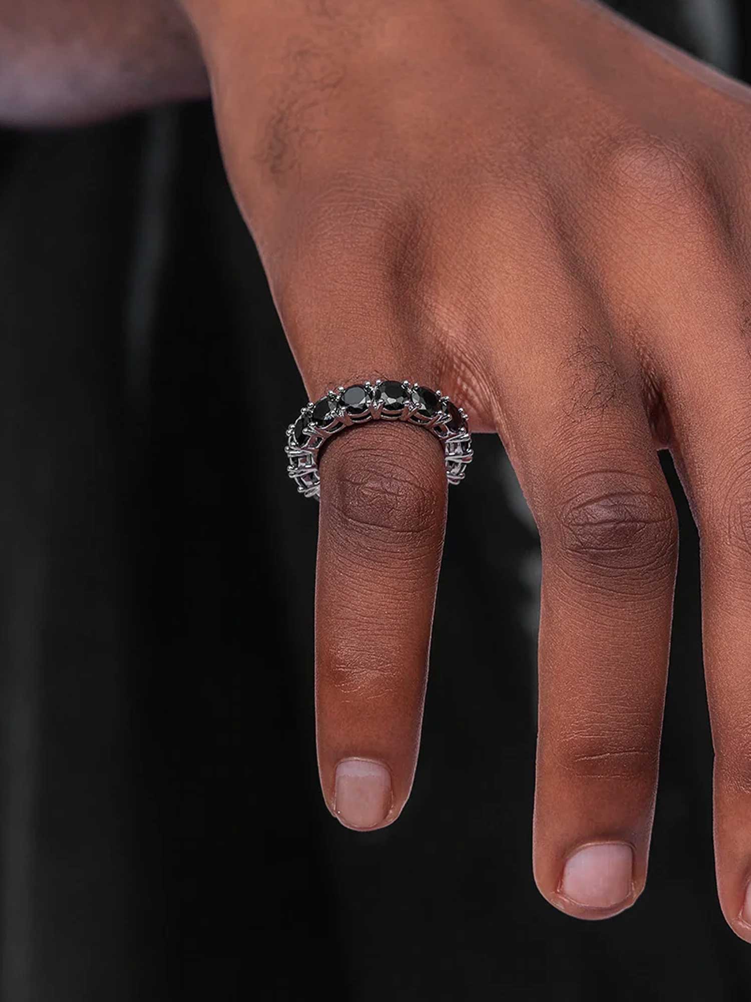 5mm Black Moissanite Eternity Ring - Image 6
