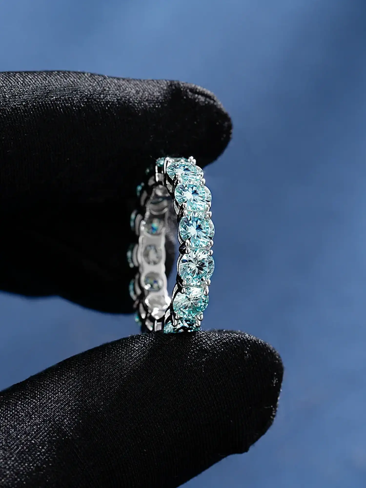 5mm Blue Moissanite Eternity Ring - Image 4