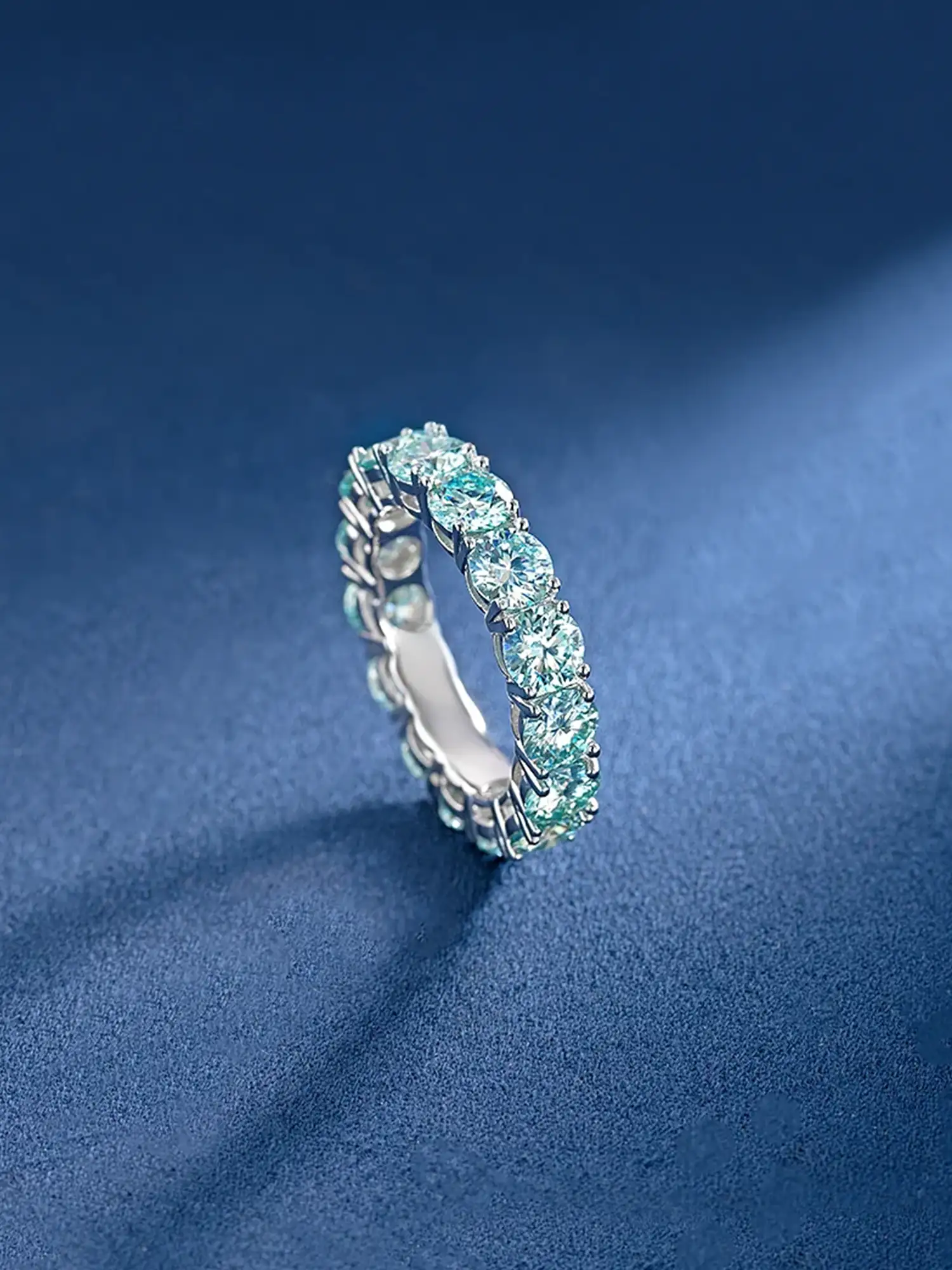 5mm Blue Moissanite Eternity Ring - Image 5