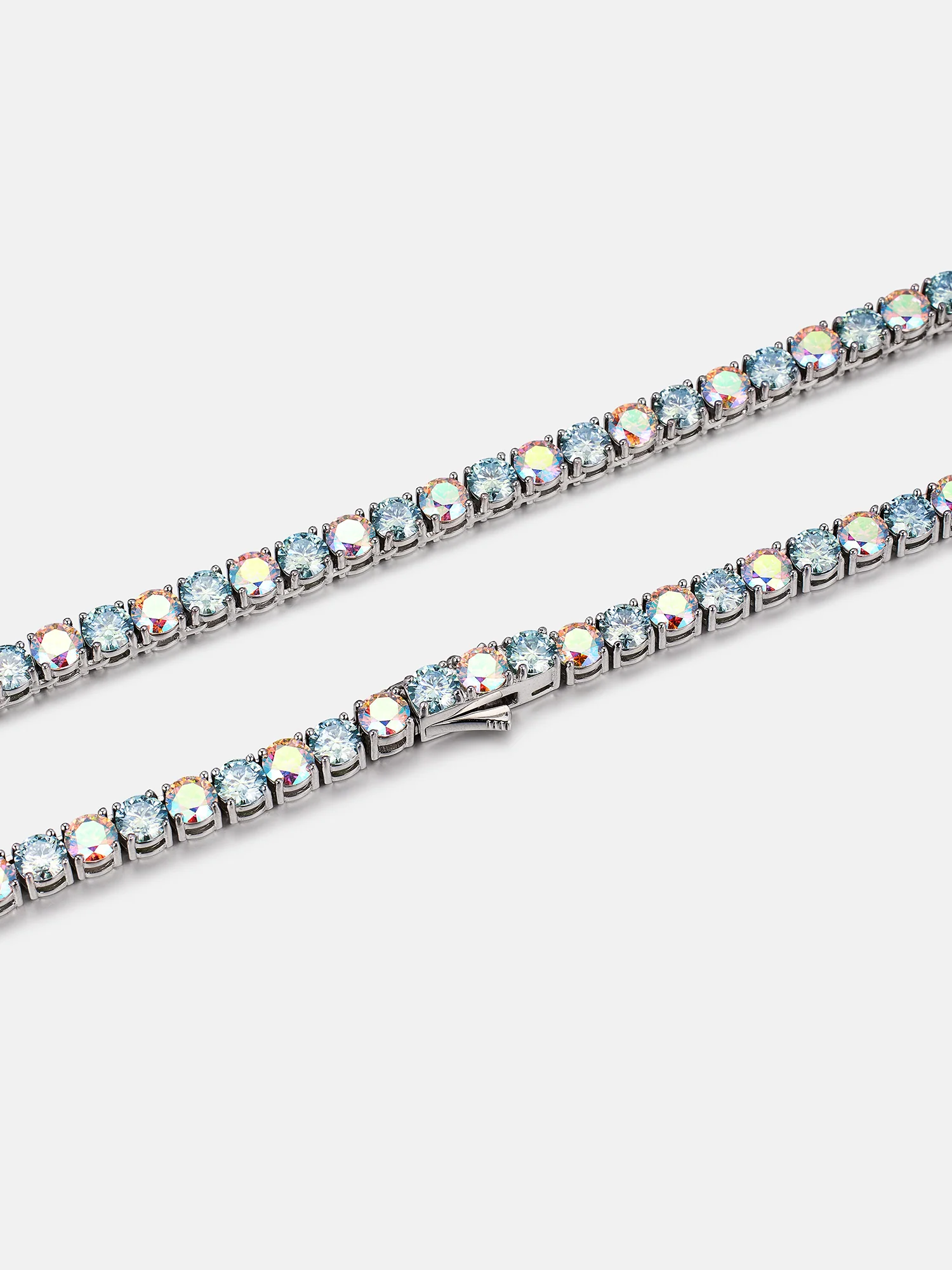 5MM Blue & Rainbow Moissanite Tennis Chain - Image 3