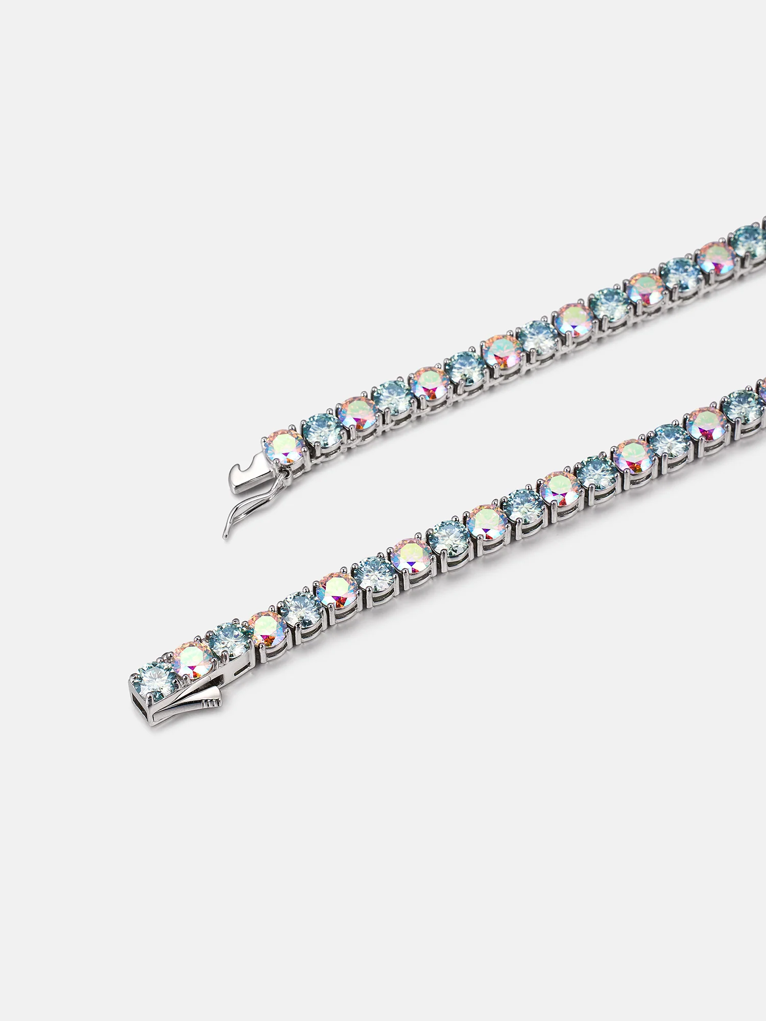 5MM Blue & Rainbow Moissanite Tennis Chain - Image 4