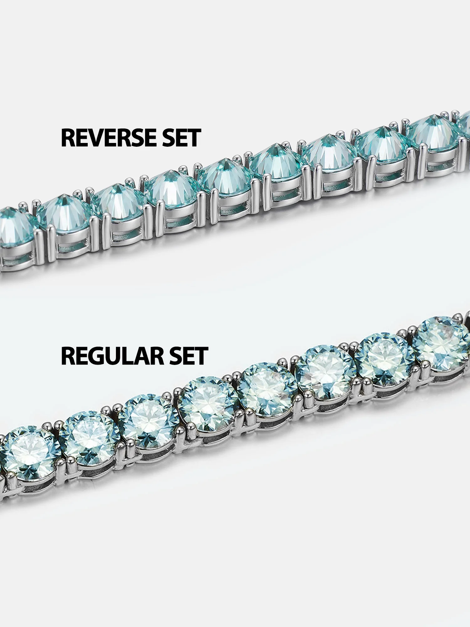 5mm Reverse-Set Blue Moissanite Tennis Bracelet - Image 2